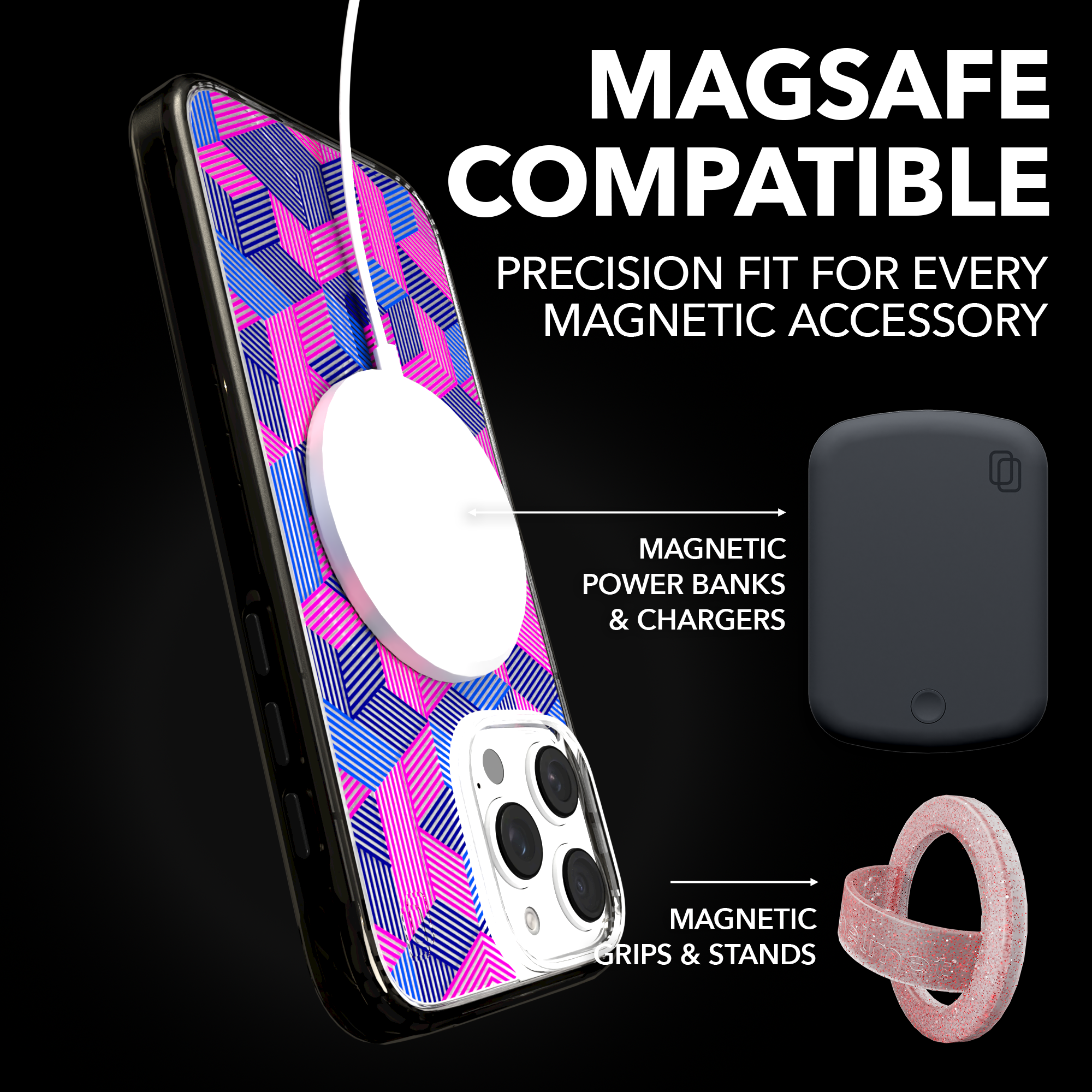 iPhone 16 Series | MagSafe | Monochromatic Case Designs | Colorful Cubes Colorful Cubes / iPhone 16 Pro Max / Black