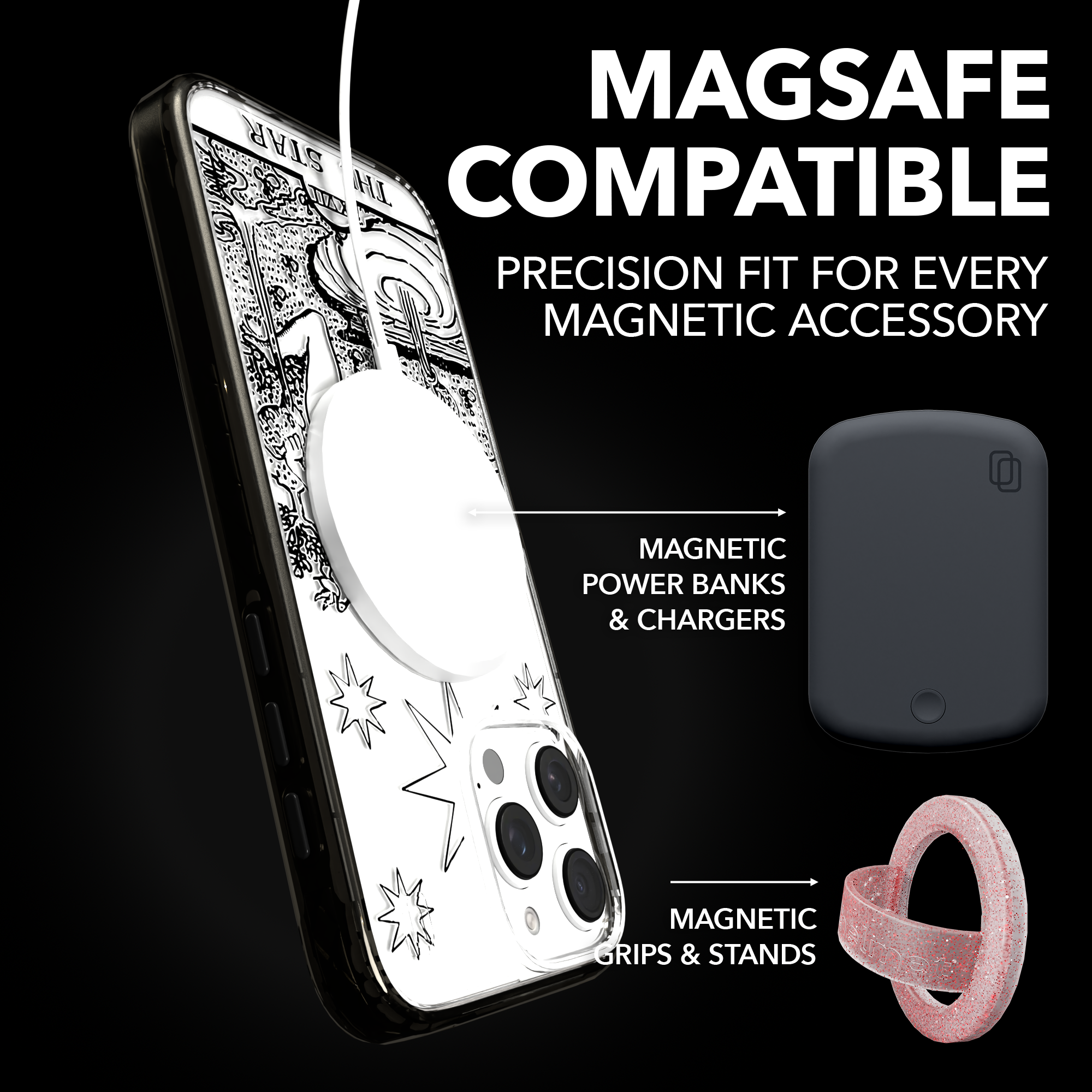iPhone 16 Series | MagSafe | Tarot Collection | The Star The Star - Line / iPhone 16 Pro Max / Black