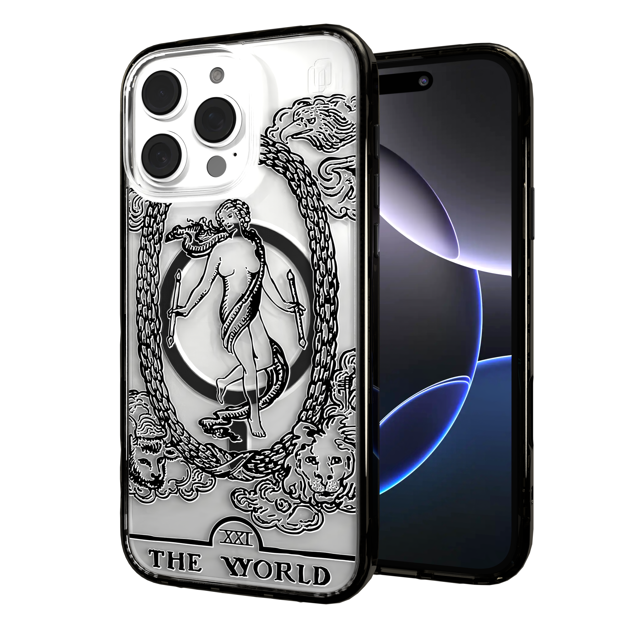 iPhone 16 Series | MagSafe | Tarot Collection | The World The World - Line / iPhone 16 Pro Max / Black