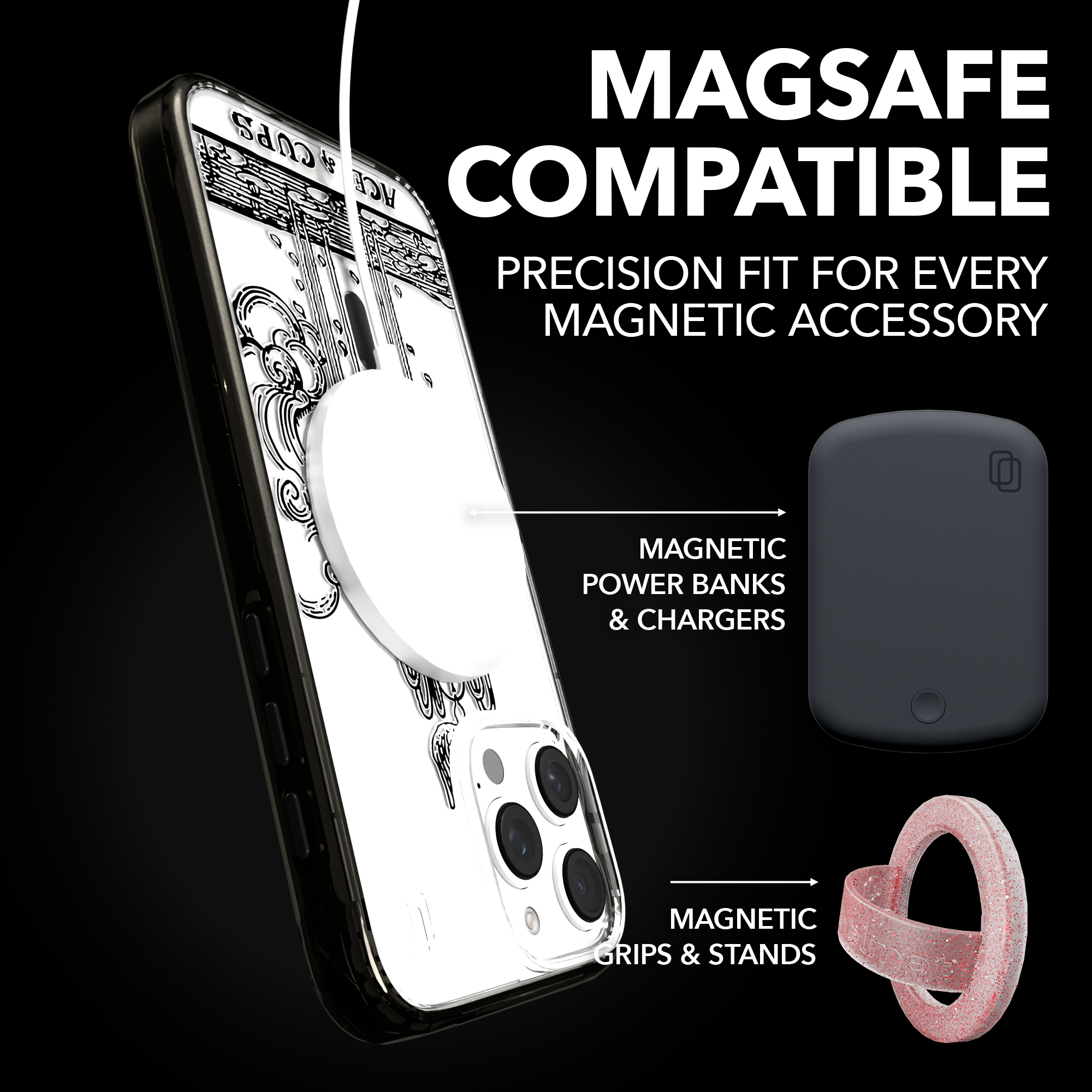 iPhone 16 Series | MagSafe | Tarot Collection | Ace of Cups Ace of Cups - Line / iPhone 16 Pro Max / Black