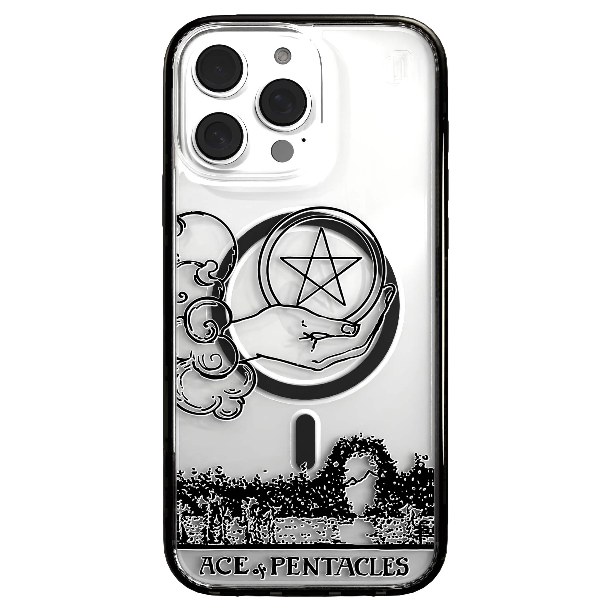 iPhone 16 Series | MagSafe | Tarot Collection | Ace of Pentacles Ace of Pentacles - Line / iPhone 16 Pro Max / Black