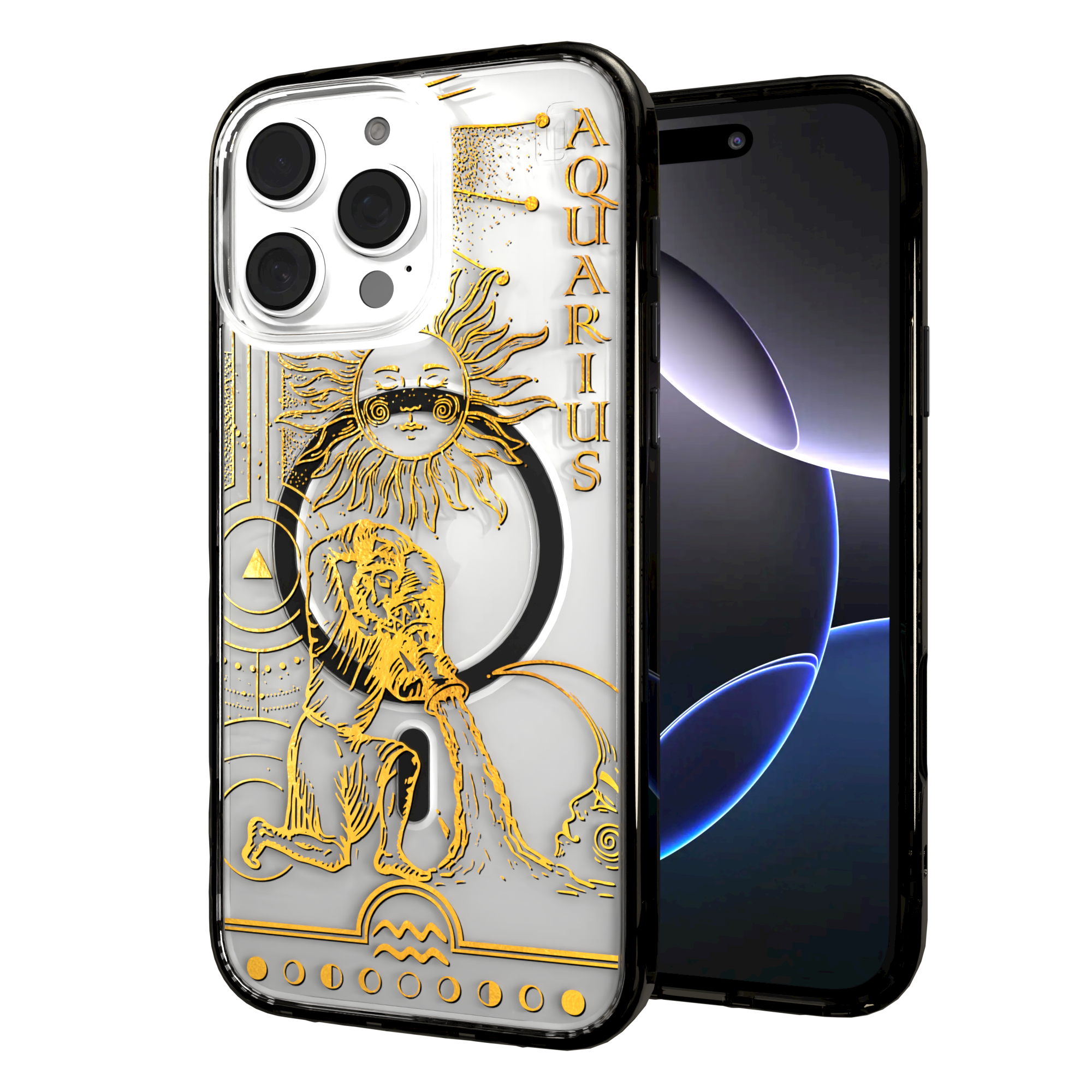 iPhone 16 Series | MagSafe | Zodiac Collection | Aquarius Aquarius Gold / iPhone 16 Pro Max / Black