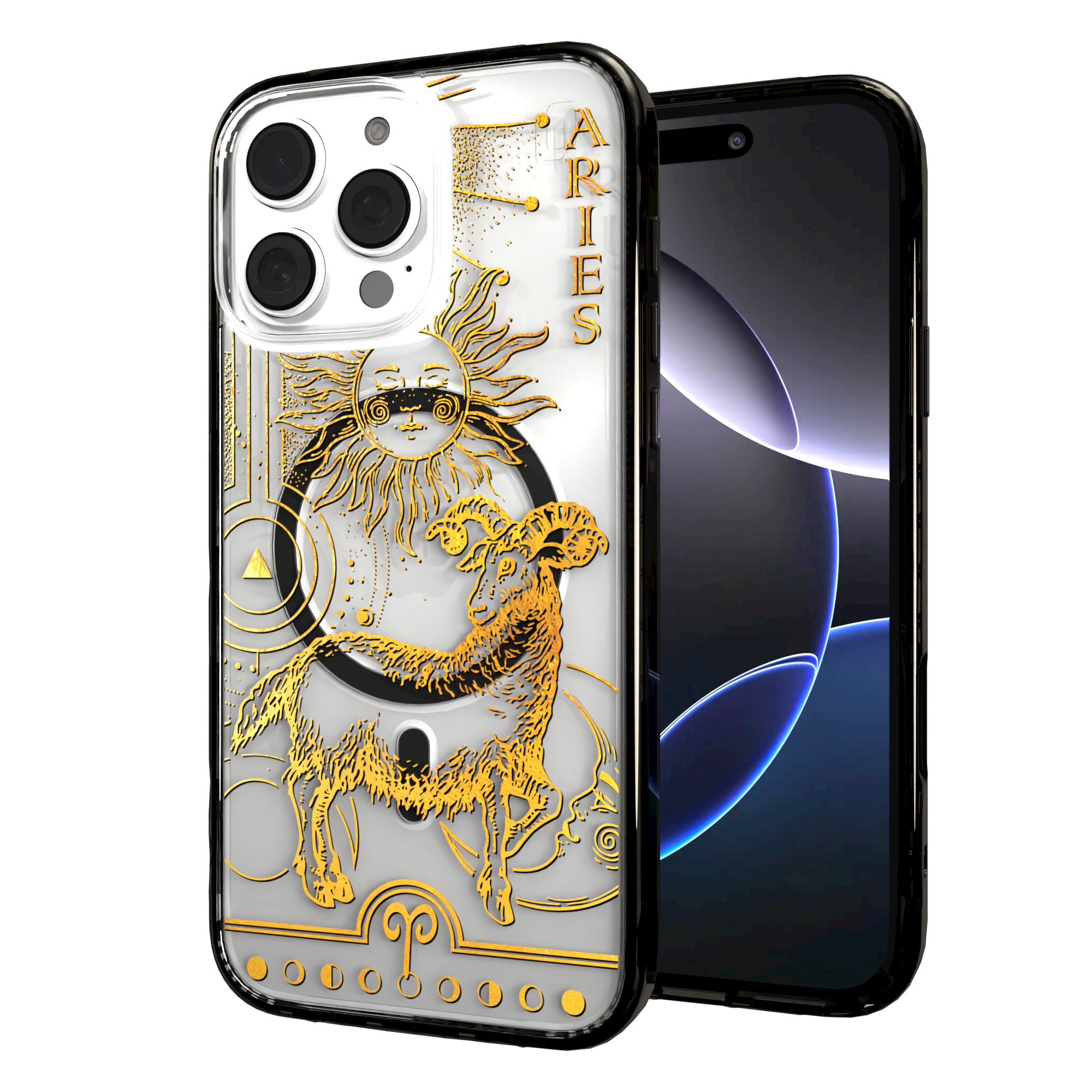iPhone 16 Series | MagSafe | Zodiac Collection | Aries Aries Gold / iPhone 16 Pro Max / Black