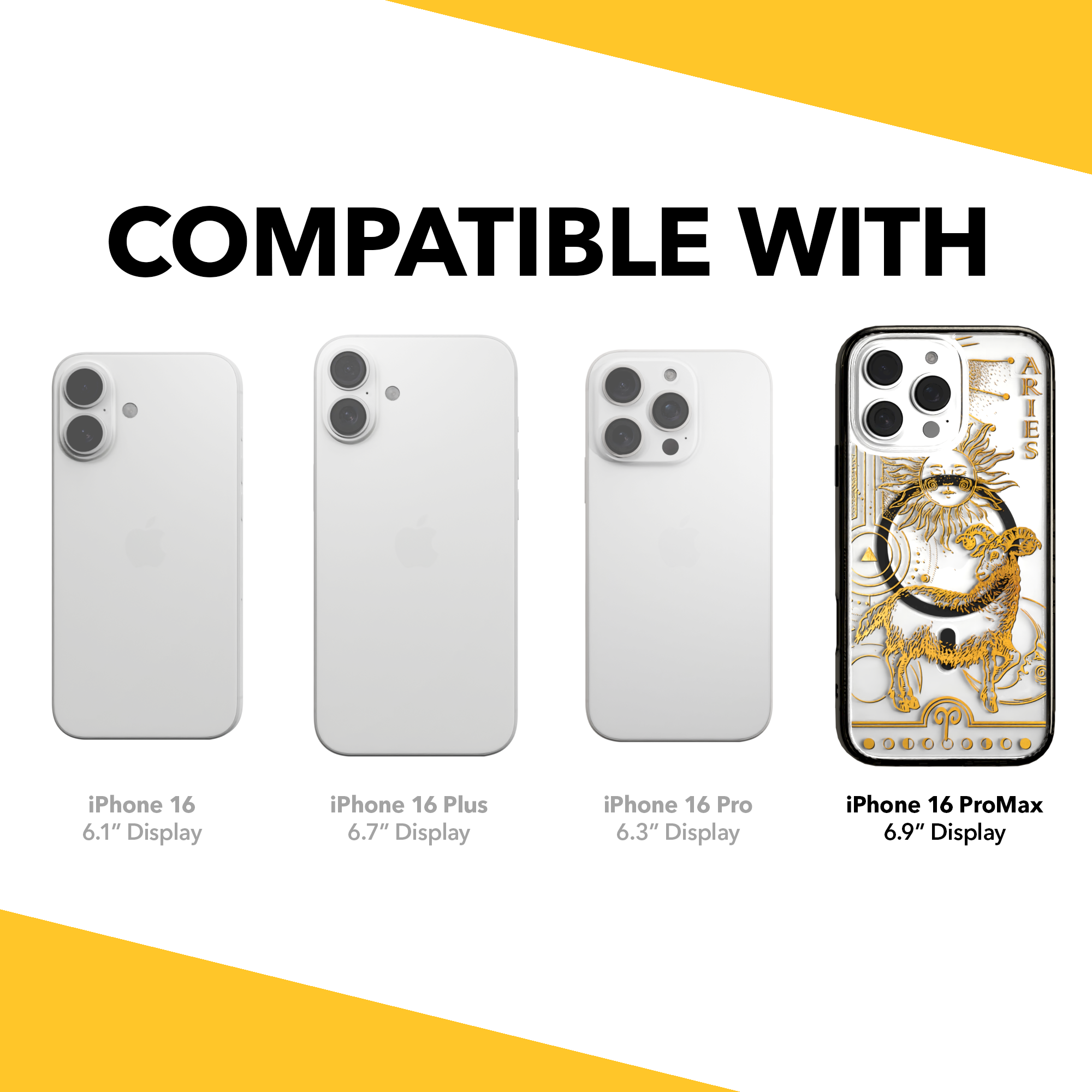 iPhone 16 Series | MagSafe | Zodiac Collection | Aries Aries Gold / iPhone 16 Pro Max / Black