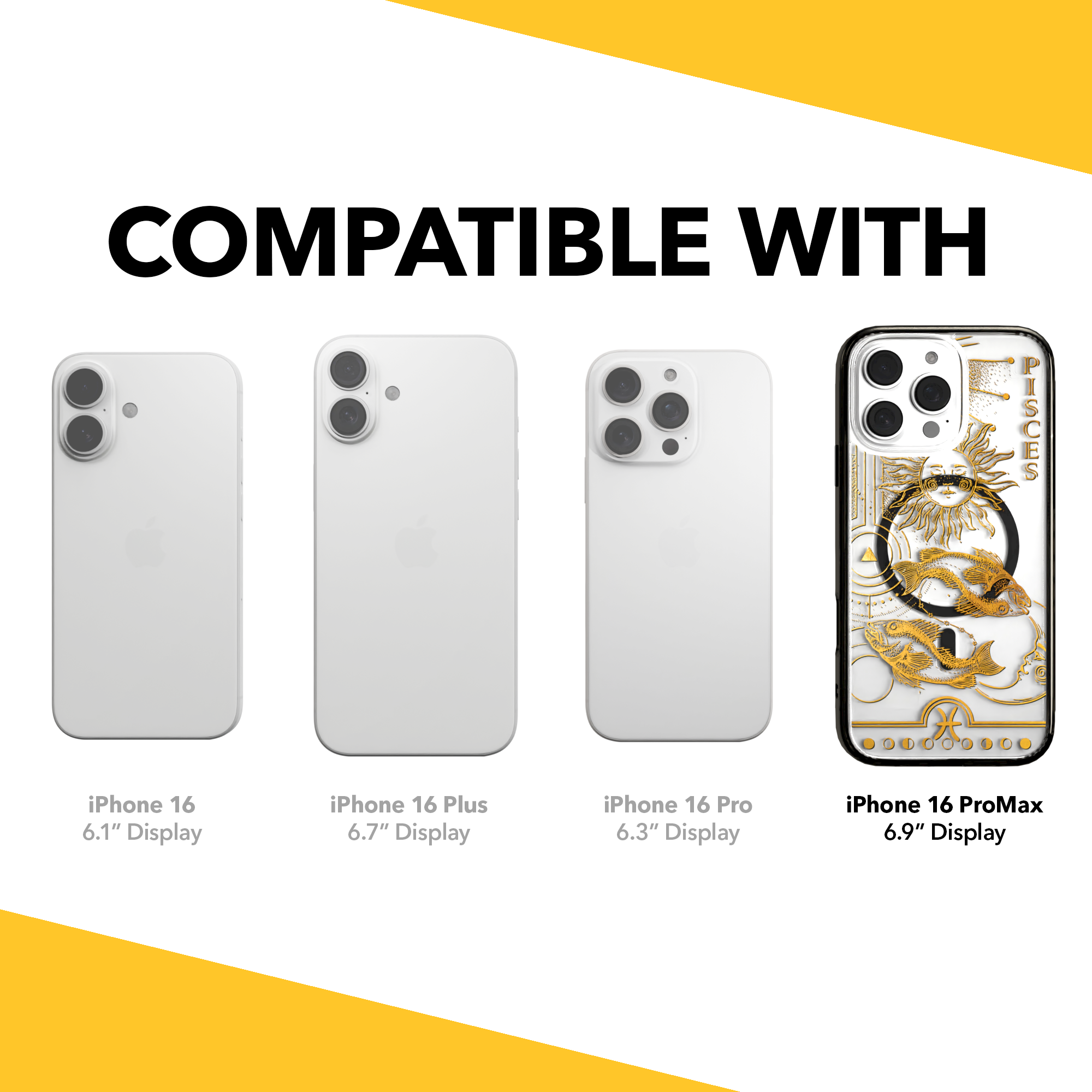 iPhone 16 Series | MagSafe | Zodiac Collection | Pisces Pisces Gold / iPhone 16 Pro Max / Black