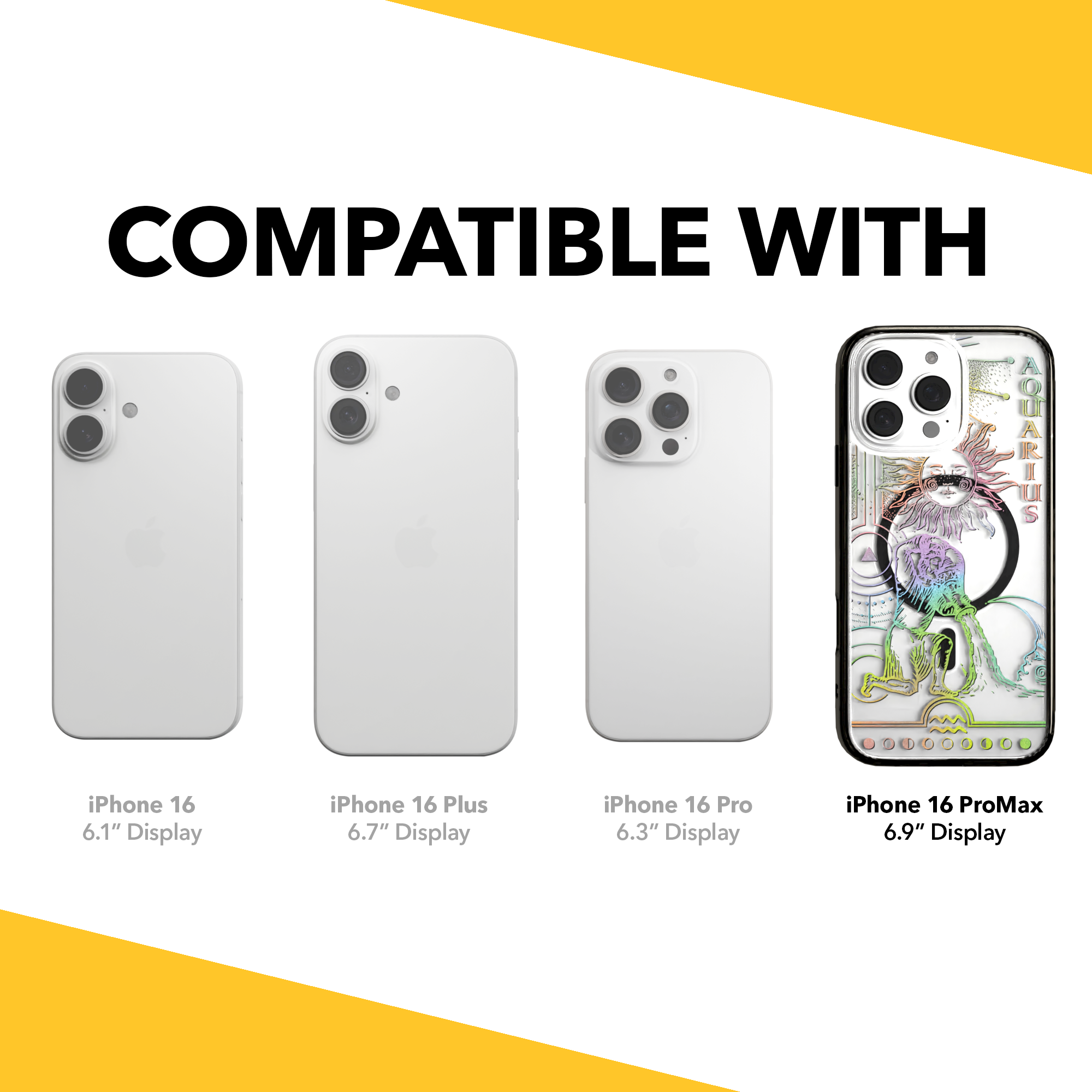 iPhone 16 Series | MagSafe | Zodiac Collection | Aquarius Aquarius Rainbow / iPhone 16 Pro Max / Black
