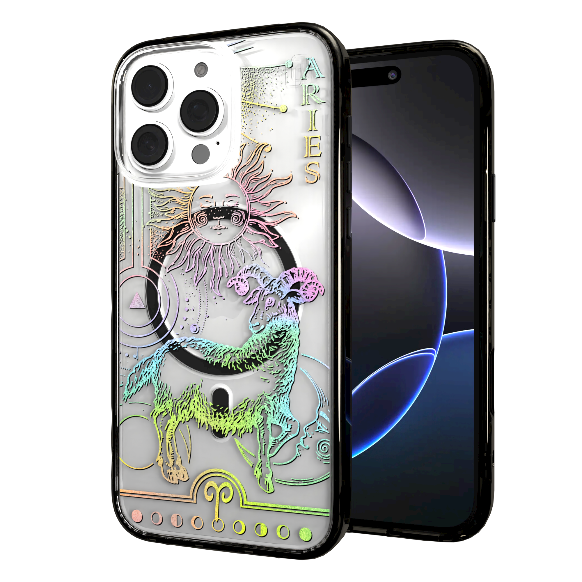 iPhone 16 Series | MagSafe | Zodiac Collection | Aries Aries Rainbow / iPhone 16 Pro Max / Black