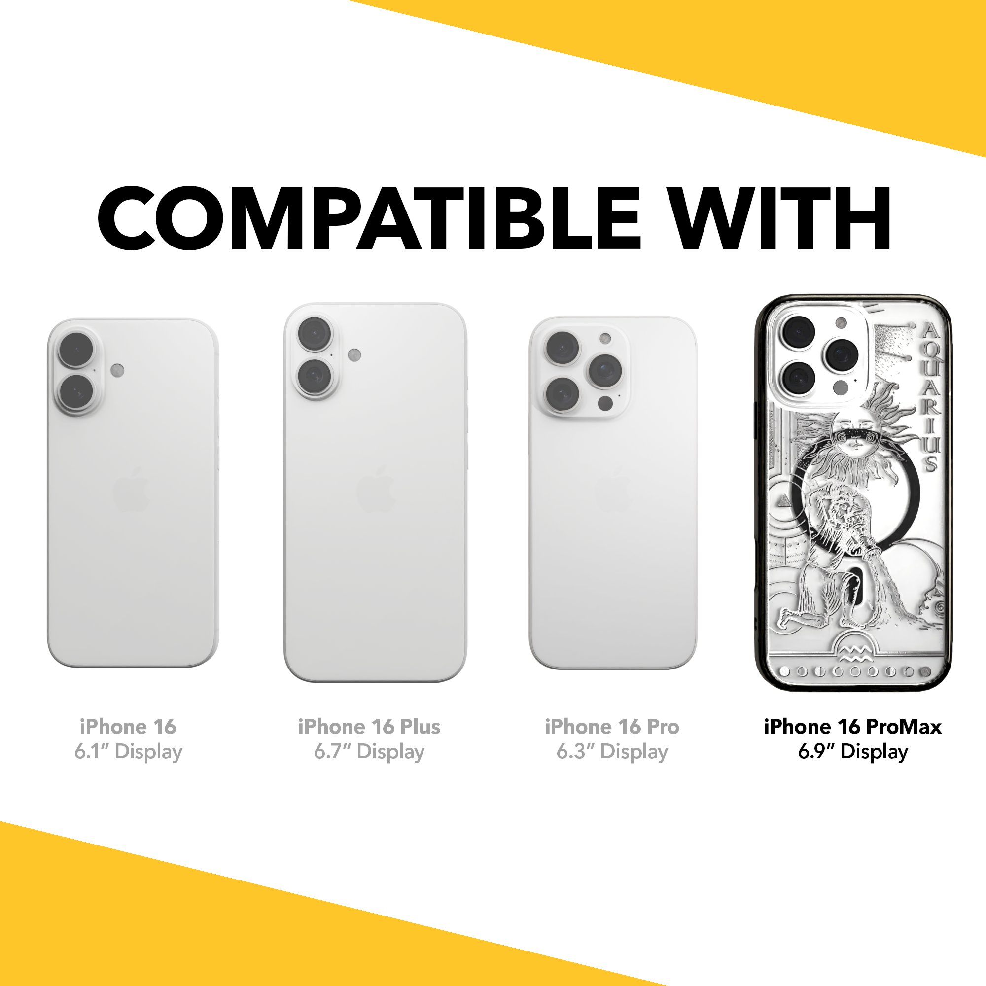 iPhone 16 Series | MagSafe | Zodiac Collection | Aquarius Aquarius Silver / iPhone 16 Pro Max / Black