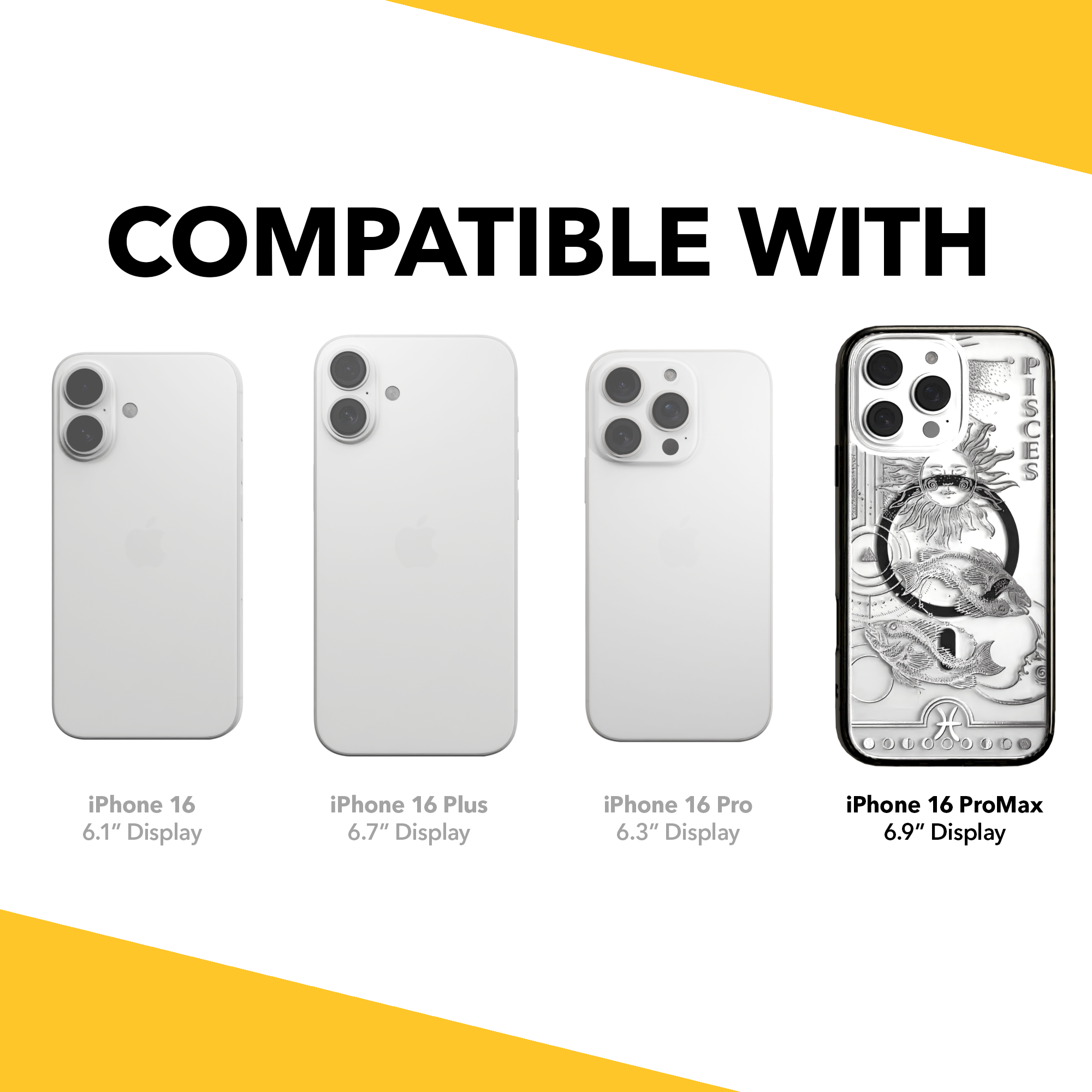 iPhone 16 Series | MagSafe | Zodiac Collection | Pisces Pisces Silver / iPhone 16 Pro Max / Black