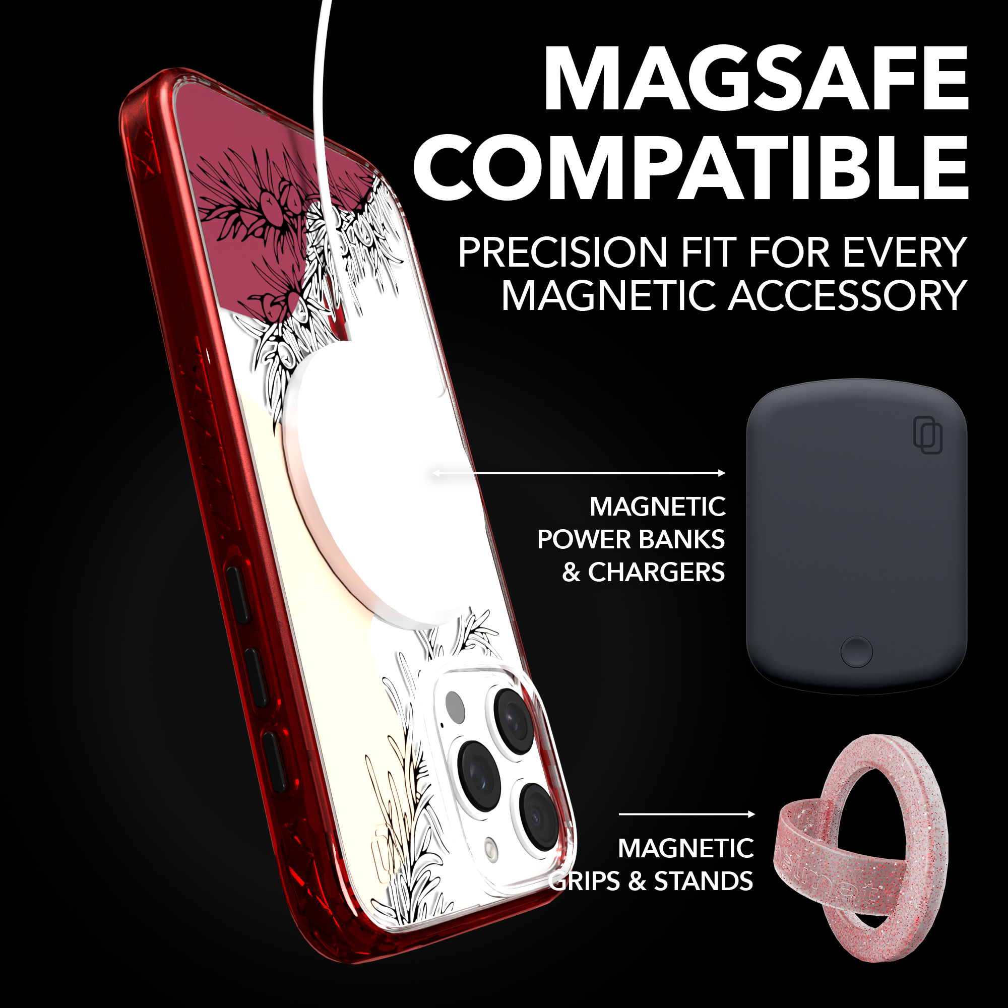 iPhone 16 Series | MagSafe | Botanical Fusion Abstract Case | Red Summer Skies