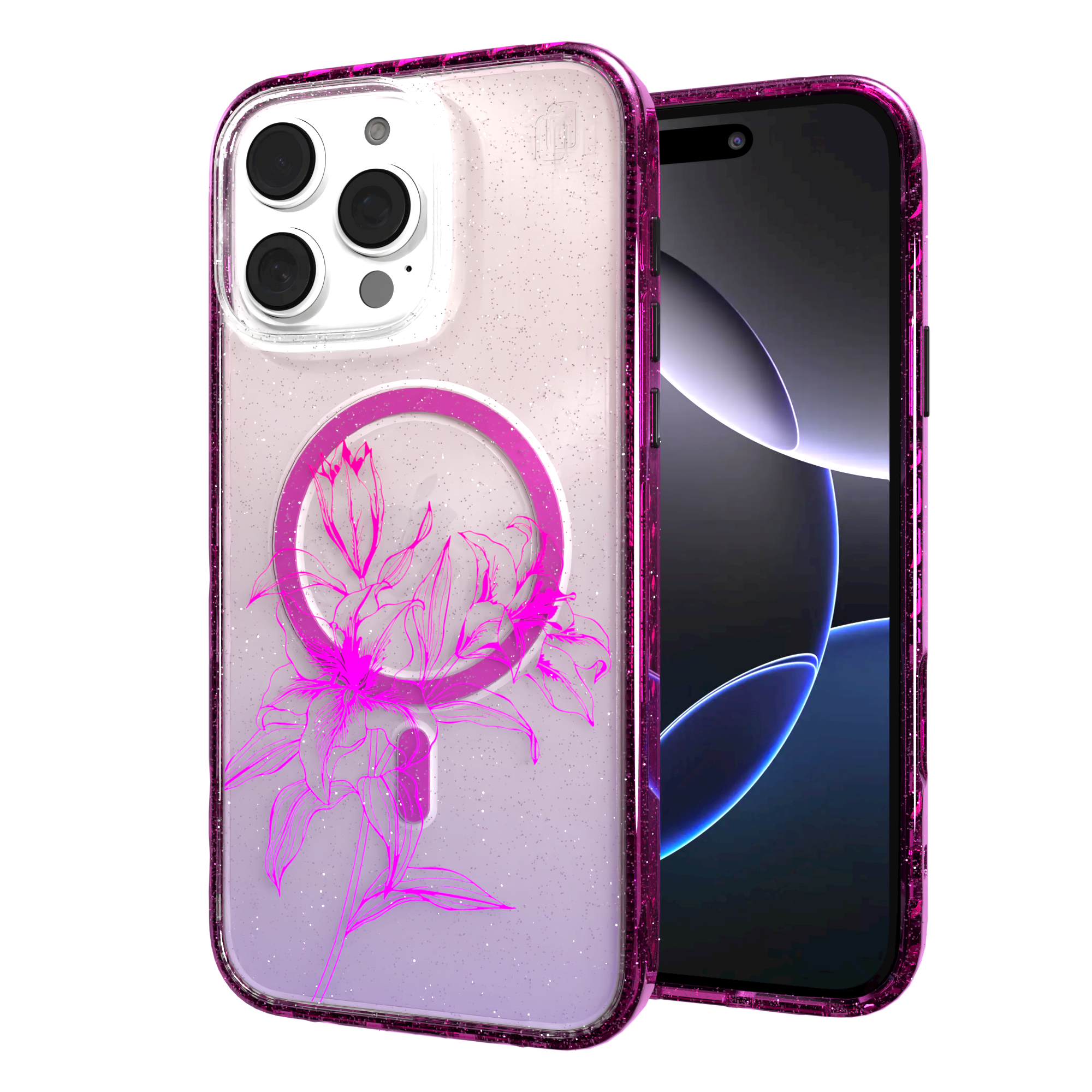iPhone 16 Series | MagSafe | Ombre Bouquet Case Collection | Pink & Purple Prism Pink Prism / iPhone 16 Pro Max / Red