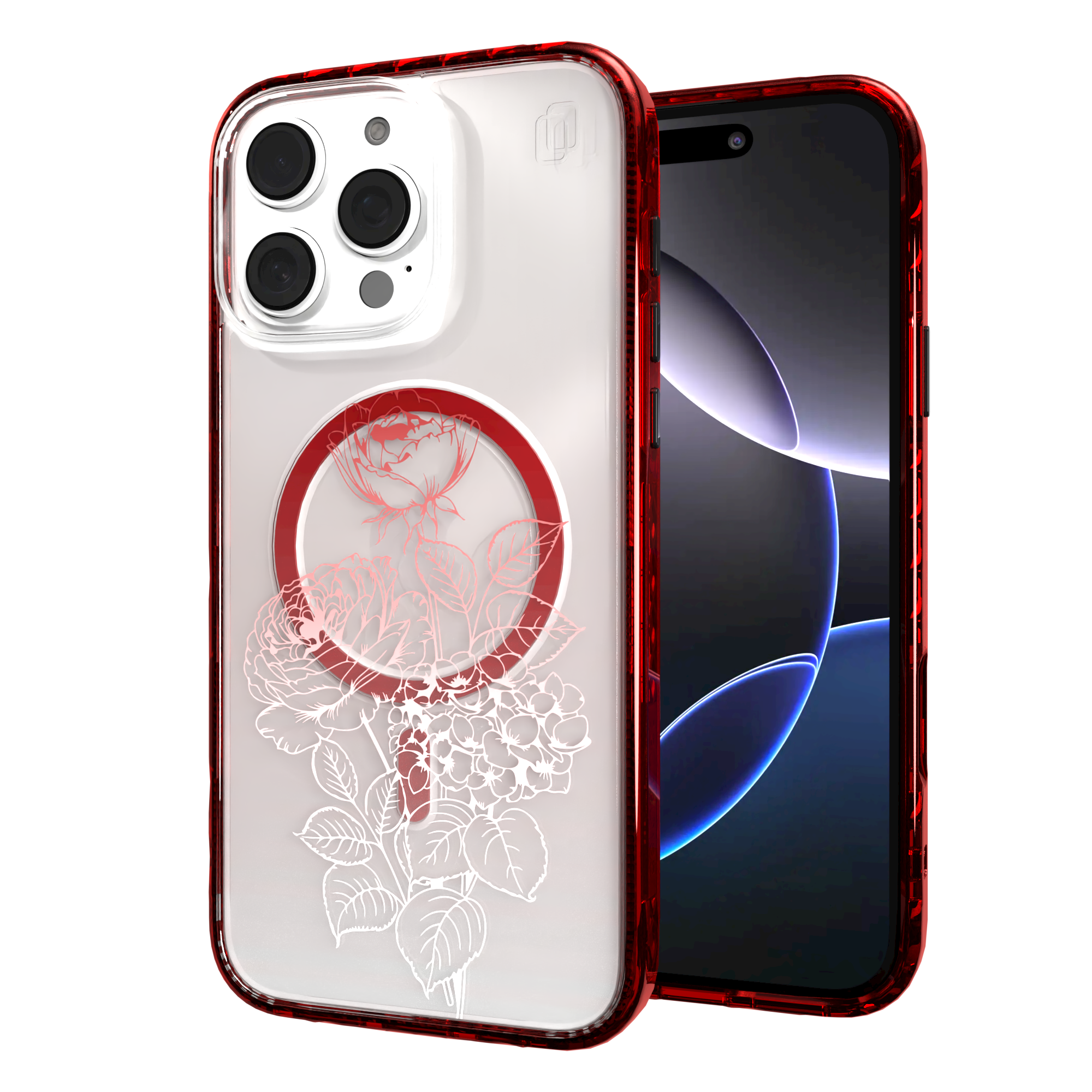 iPhone 16 Series | MagSafe | Ombre Bouquet Case Collection | Red Rosewood Radience