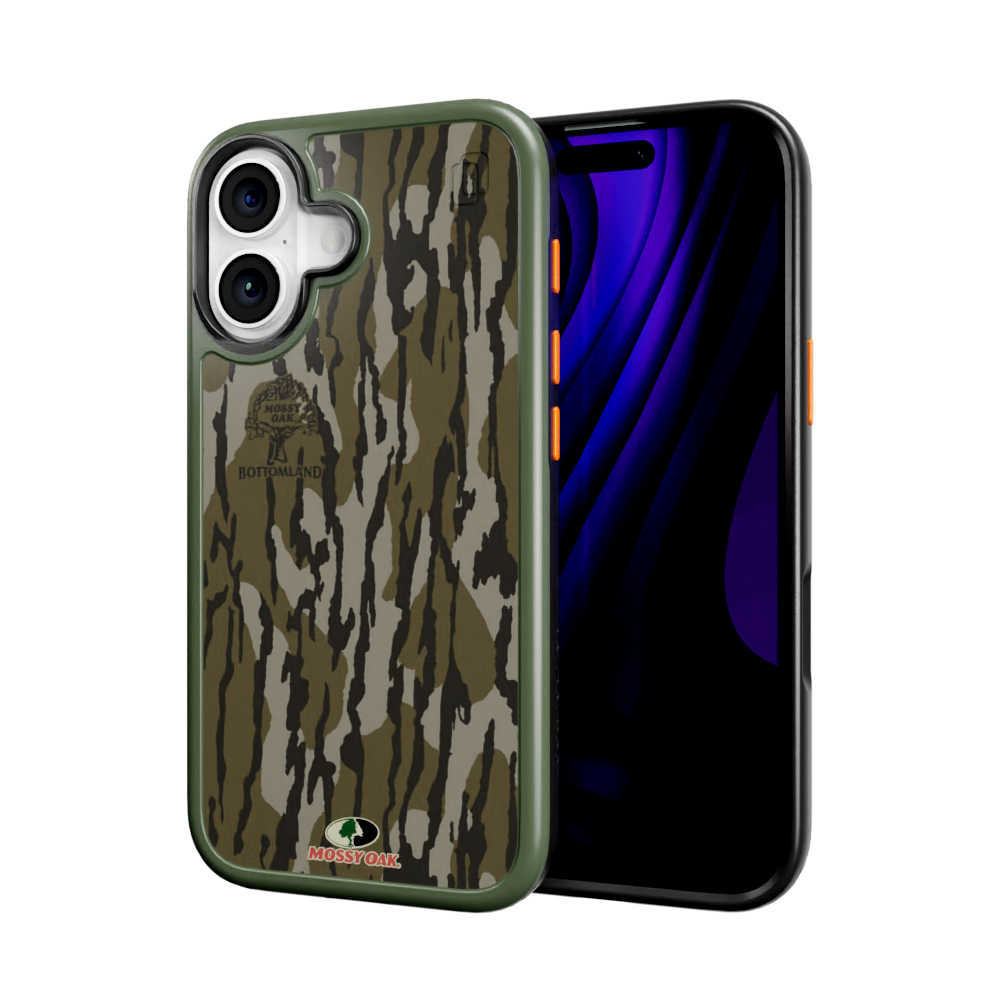 Shock-Absorbent MagSafe® Case for Apple iPhone 16 | Mossy Oak Bottomland Camo