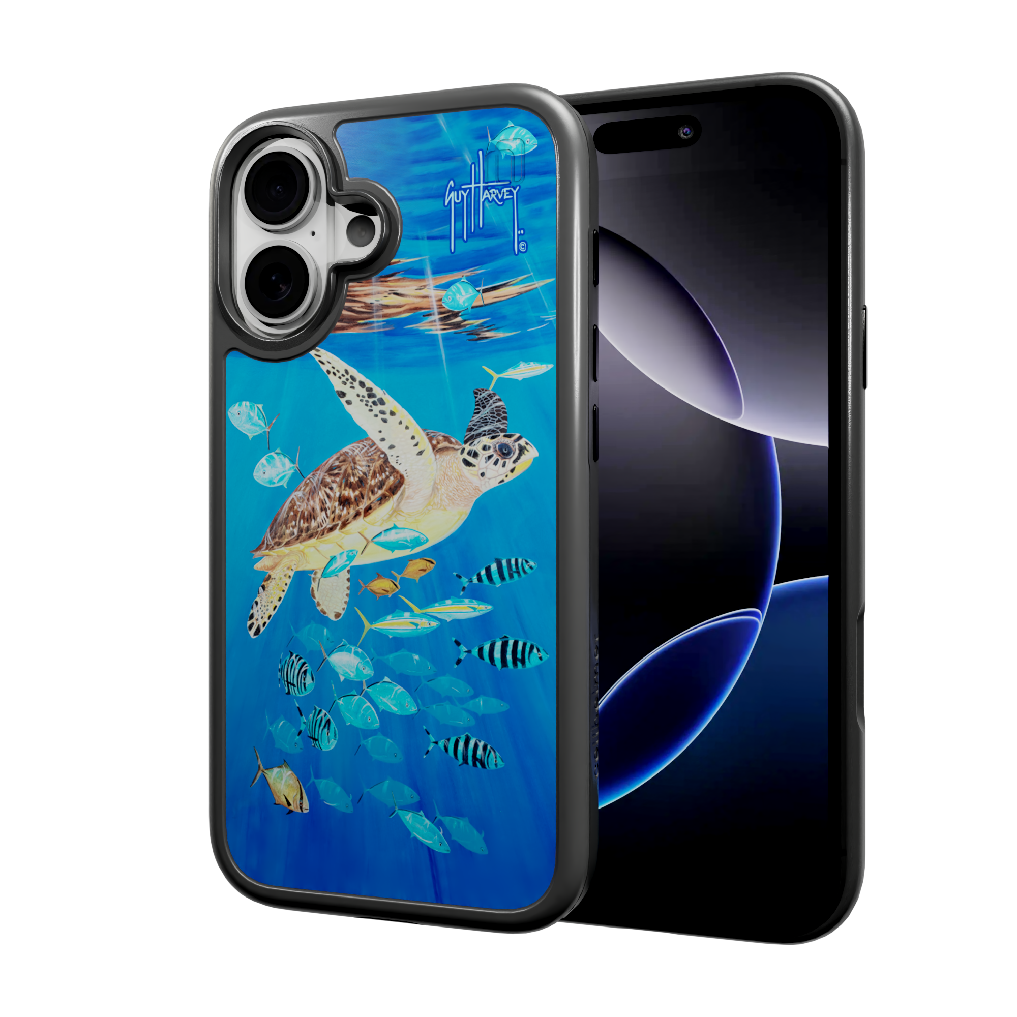 iPhone 16 Series | Protective MagSafe ® | Guy Harvey Originals - Platas Hawksbill iPhone 16 / Onyx Black