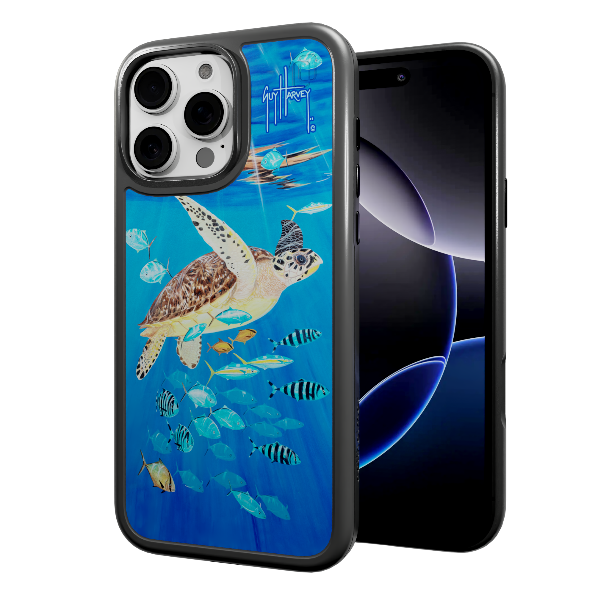 iPhone 16 Series | Protective MagSafe ® | Guy Harvey Originals - Platas Hawksbill iPhone 16 Pro Max / Onyx Black