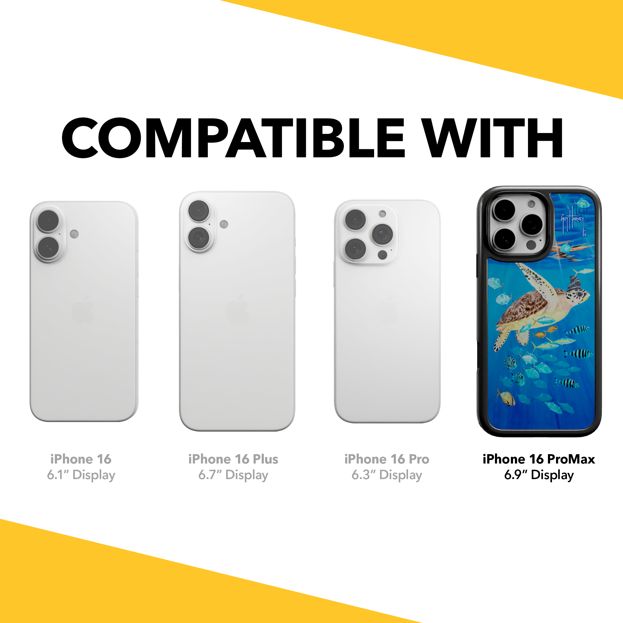 iPhone 16 Series | Protective MagSafe ® | Guy Harvey Originals - Platas Hawksbill iPhone 16 Pro Max / Onyx Black