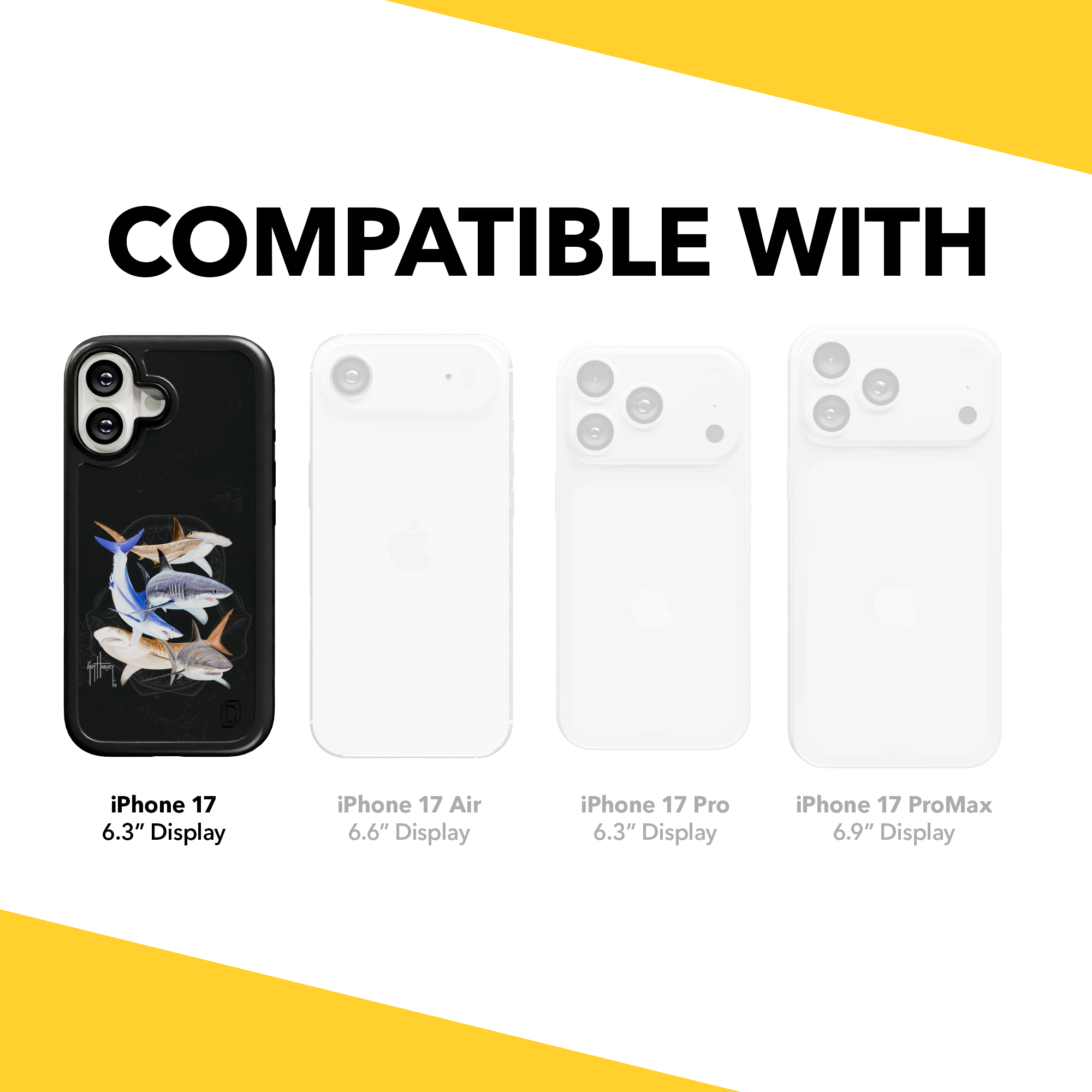 Guy Harvey Collection - Shark Collage for iPhone 17 Series Shark Collage / iPhone 17 / Black