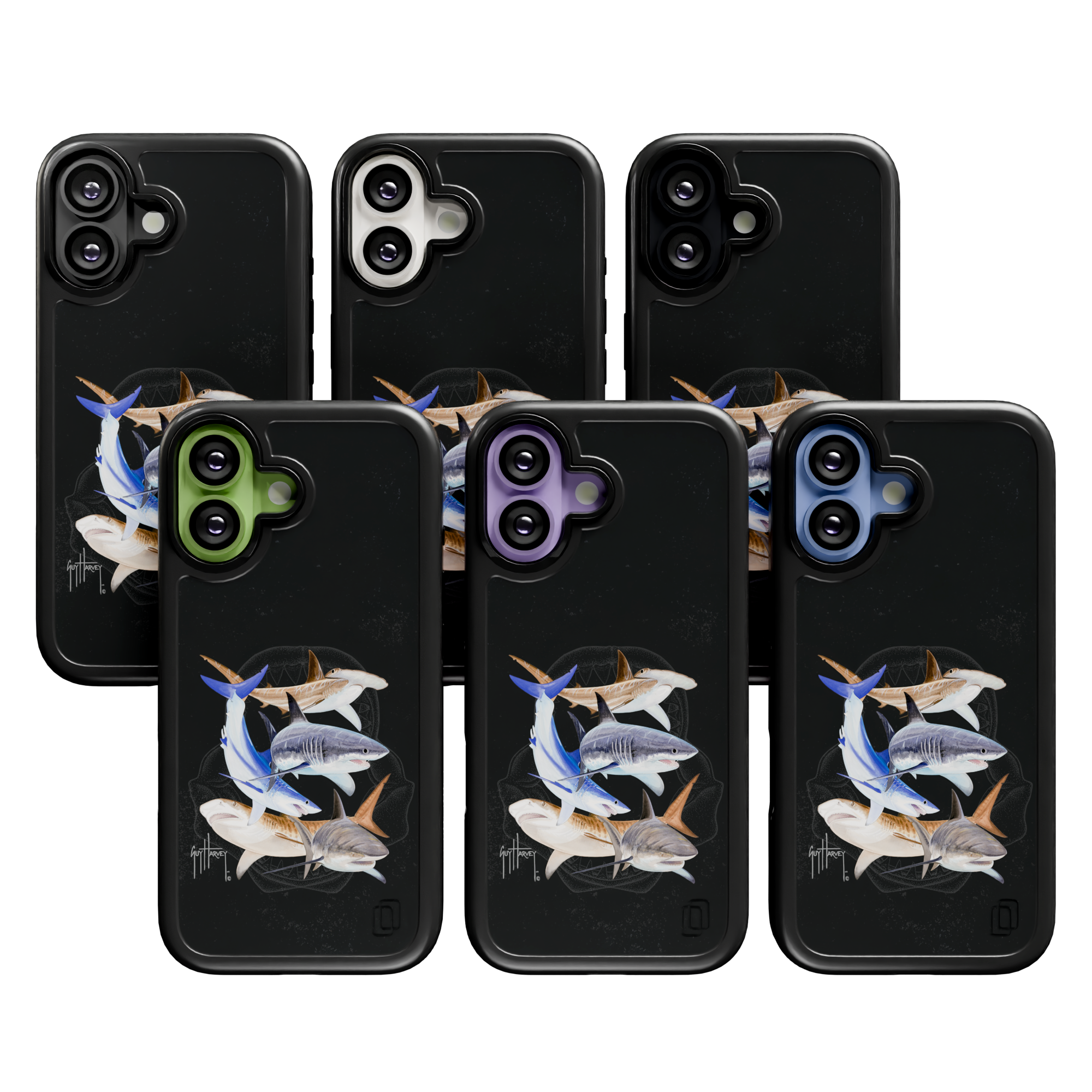 Guy Harvey Collection - Shark Collage for iPhone 17 Series Shark Collage / iPhone 17 / Black