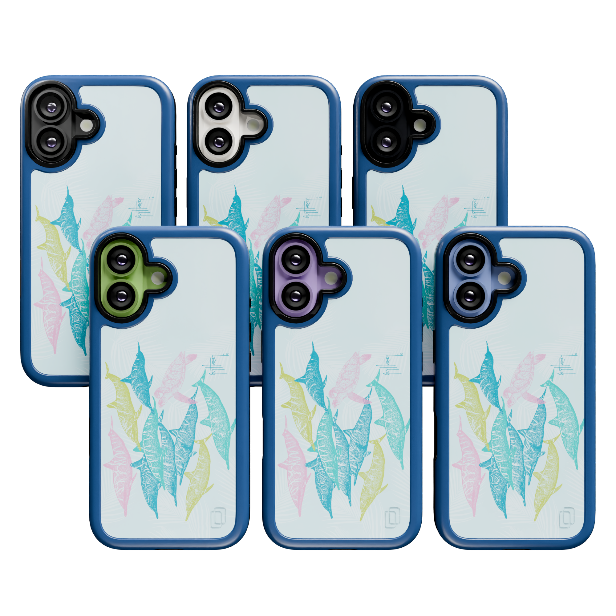Guy Harvey Collection - Turtle And Dolphins for iPhone 17 Series Turtle and Dolphins / iPhone 17 / Blue