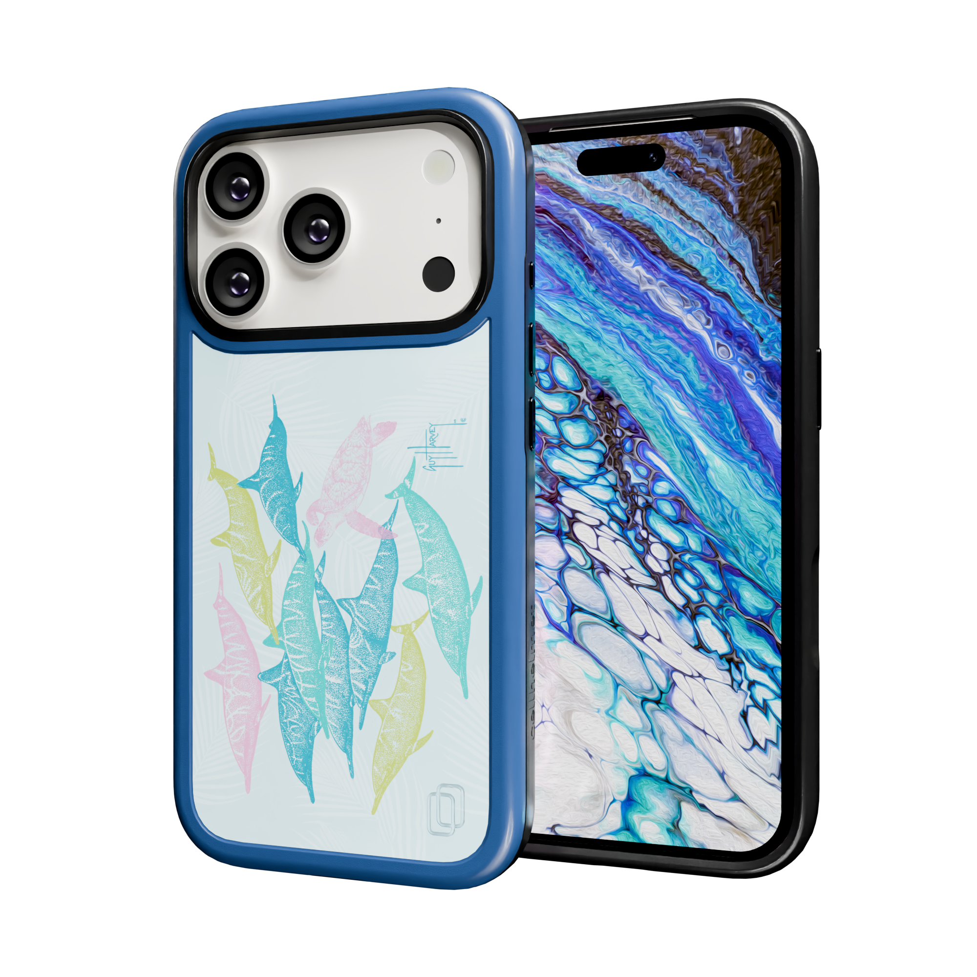 Guy Harvey Collection - Turtle And Dolphins for iPhone 17 Series Turtle and Dolphins / iPhone 17 Pro / Blue