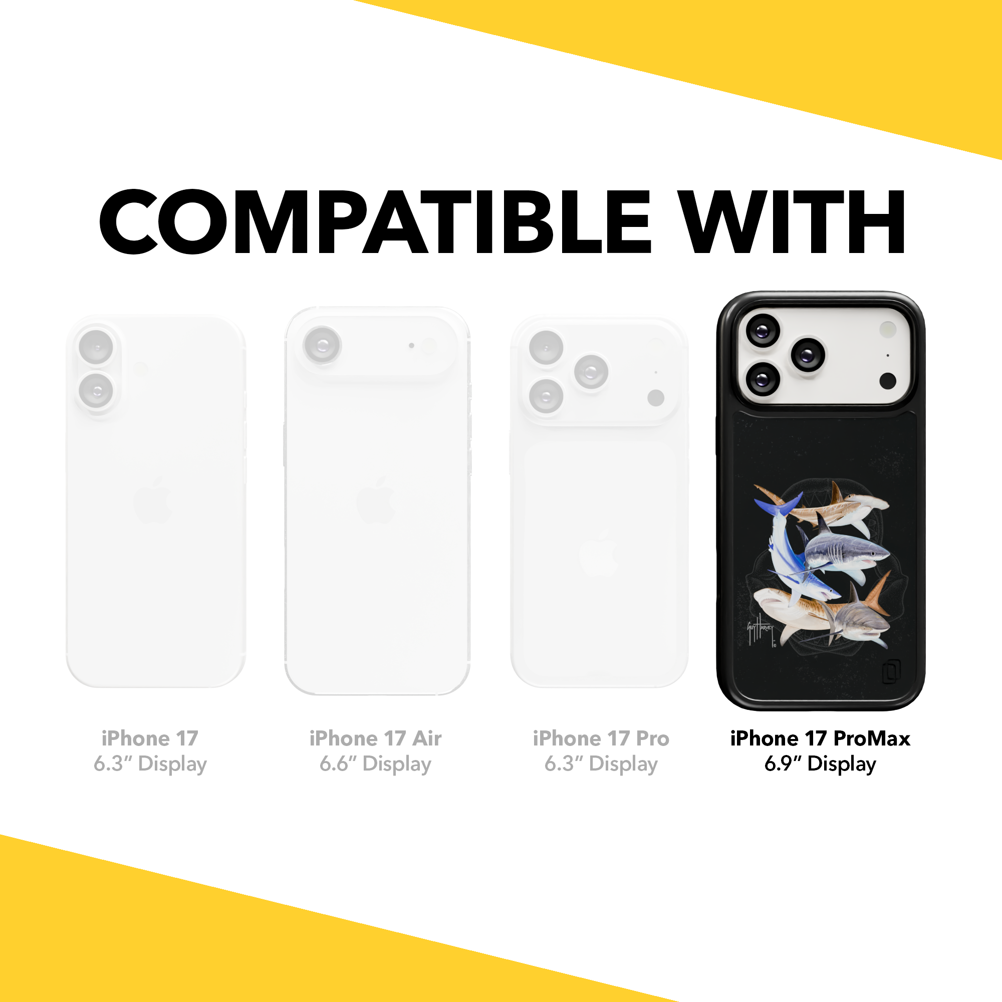 Guy Harvey Collection - Shark Collage for iPhone 17 Series Shark Collage / iPhone 17 Pro Max / Black