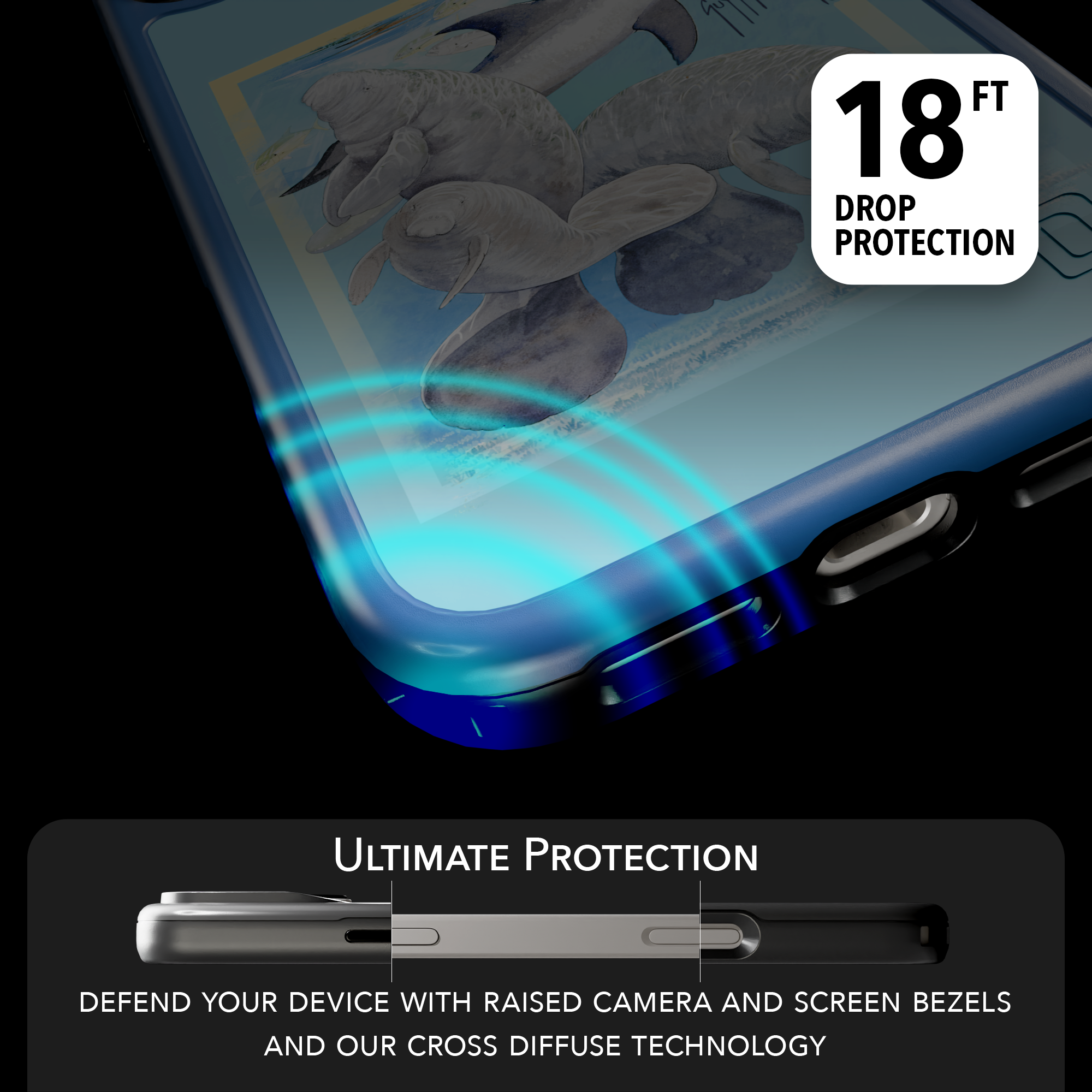 Guy Harvey Collection - Manatee And Dolphin for iPhone 17 Series Manatee and Dolphin / iPhone 17 Pro Max / Blue