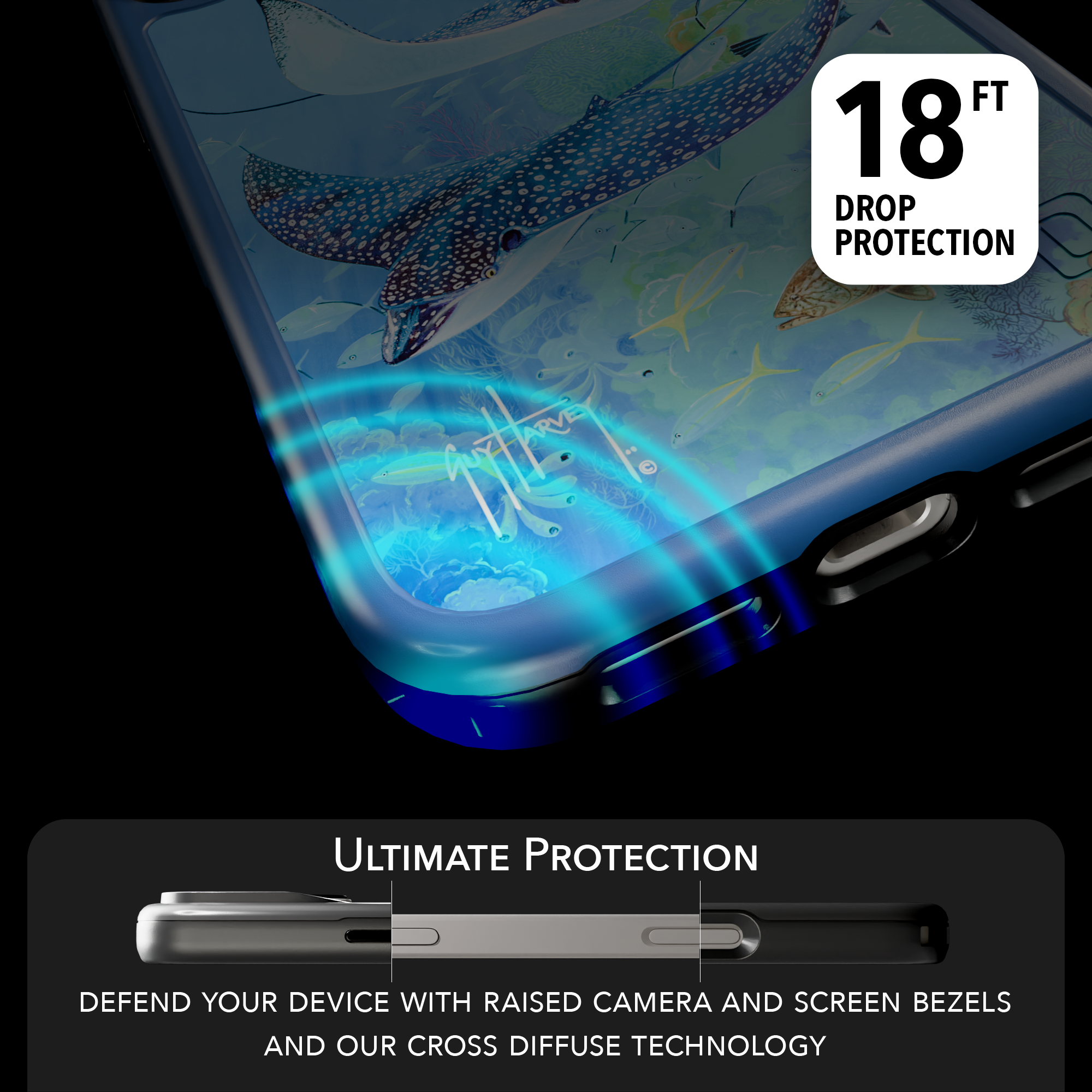 Guy Harvey Collection - Rays And Reefs for iPhone 17 Series Rays and Reefs / iPhone 17 Pro Max / Blue