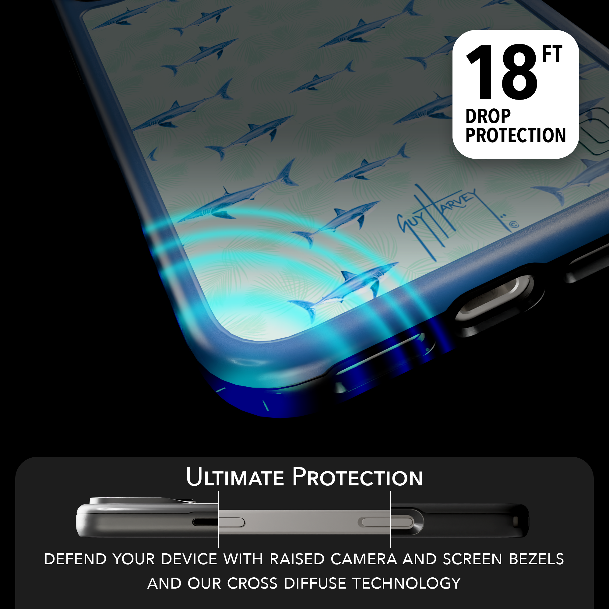 Guy Harvey Collection - Shark Palm for iPhone 17 Series Shark Palm / iPhone 17 Pro Max / Blue