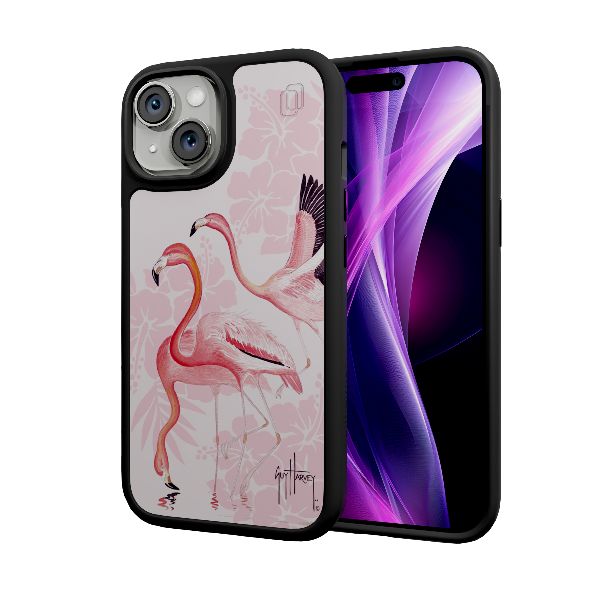 Guy Harvey Fortitude Series for Apple iPhone 15 - Flamingo Onyx Black