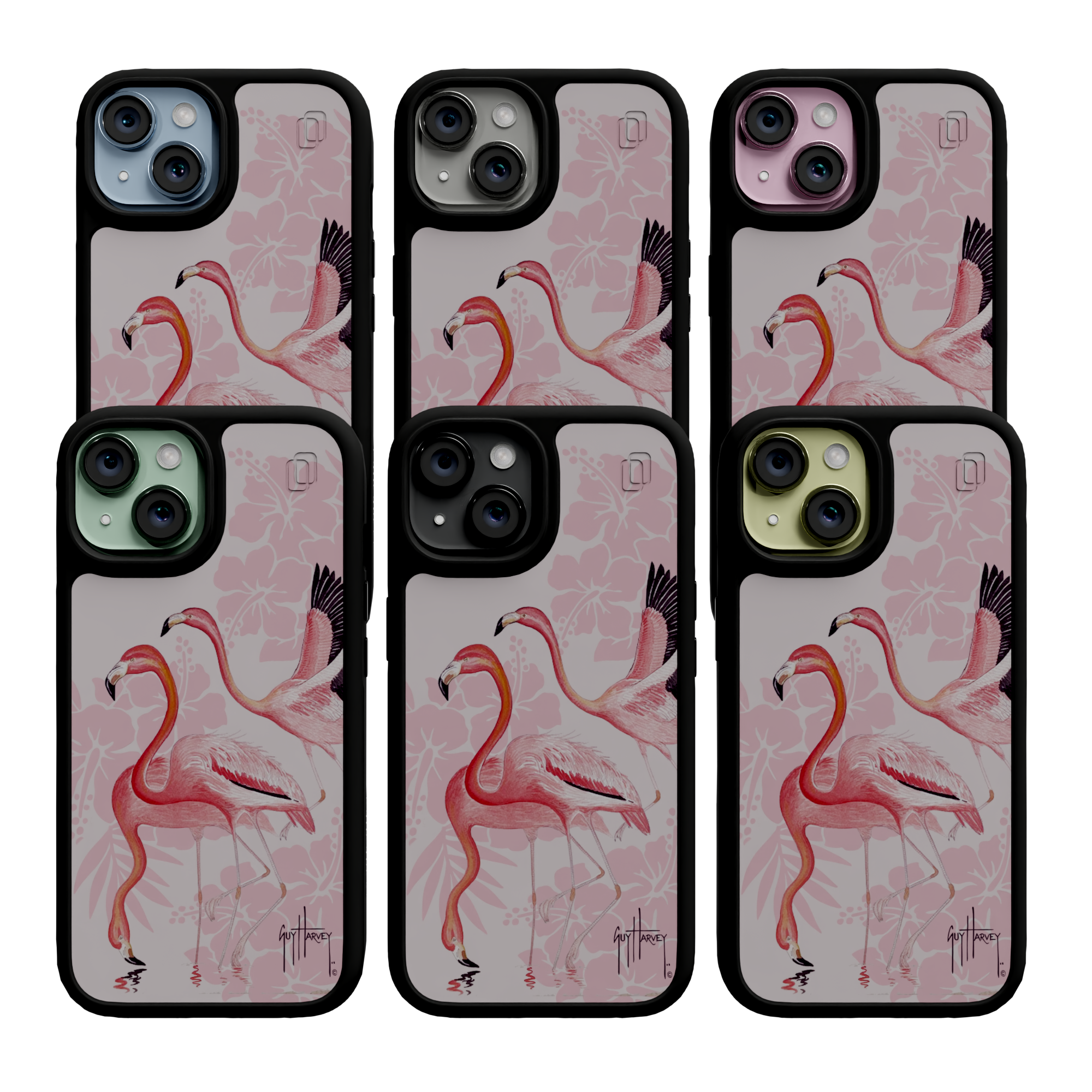 Guy Harvey Fortitude Series for Apple iPhone 15 - Flamingo Onyx Black