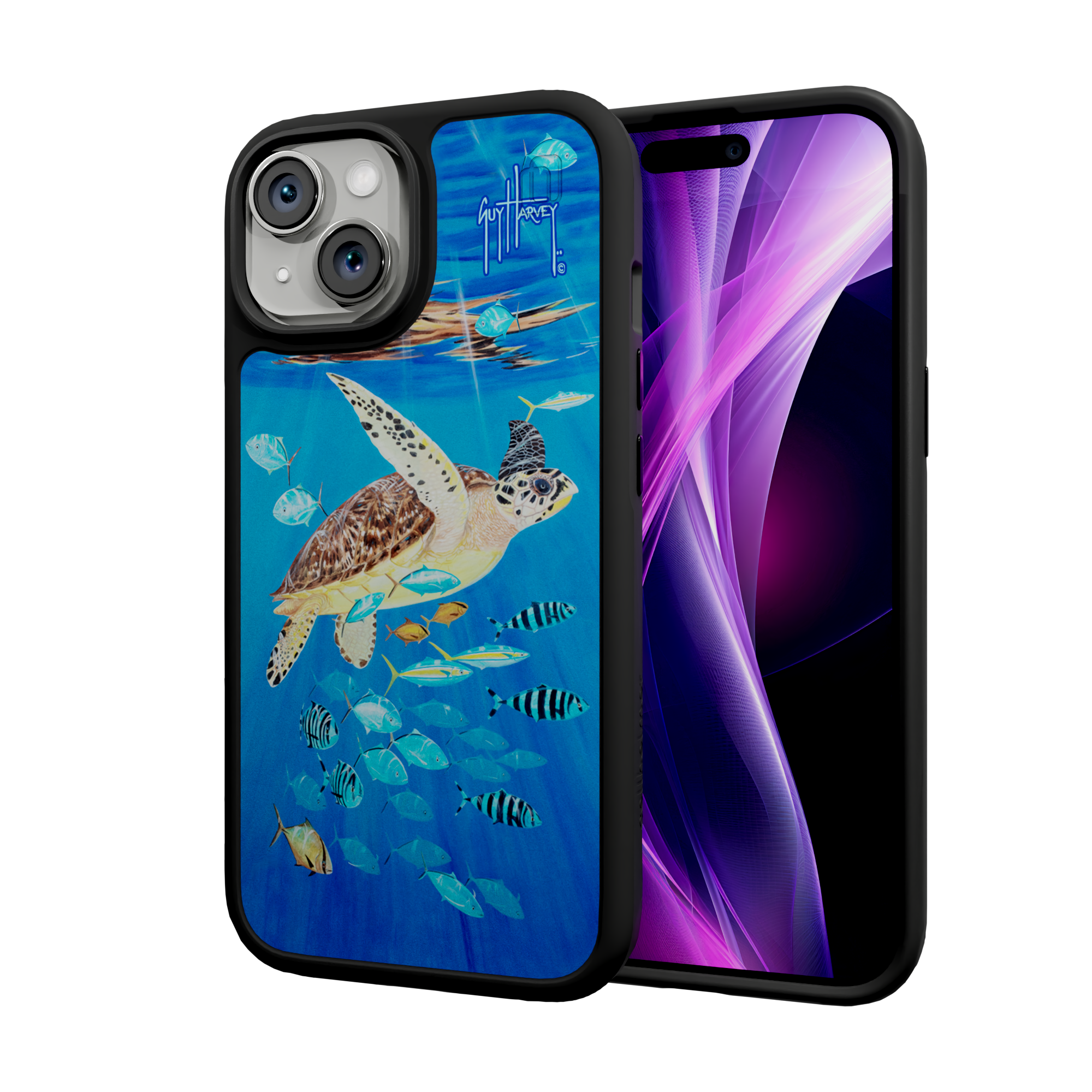 Guy Harvey Fortitude Series for Apple iPhone 15 - Platas Hawksbill Onyx Black