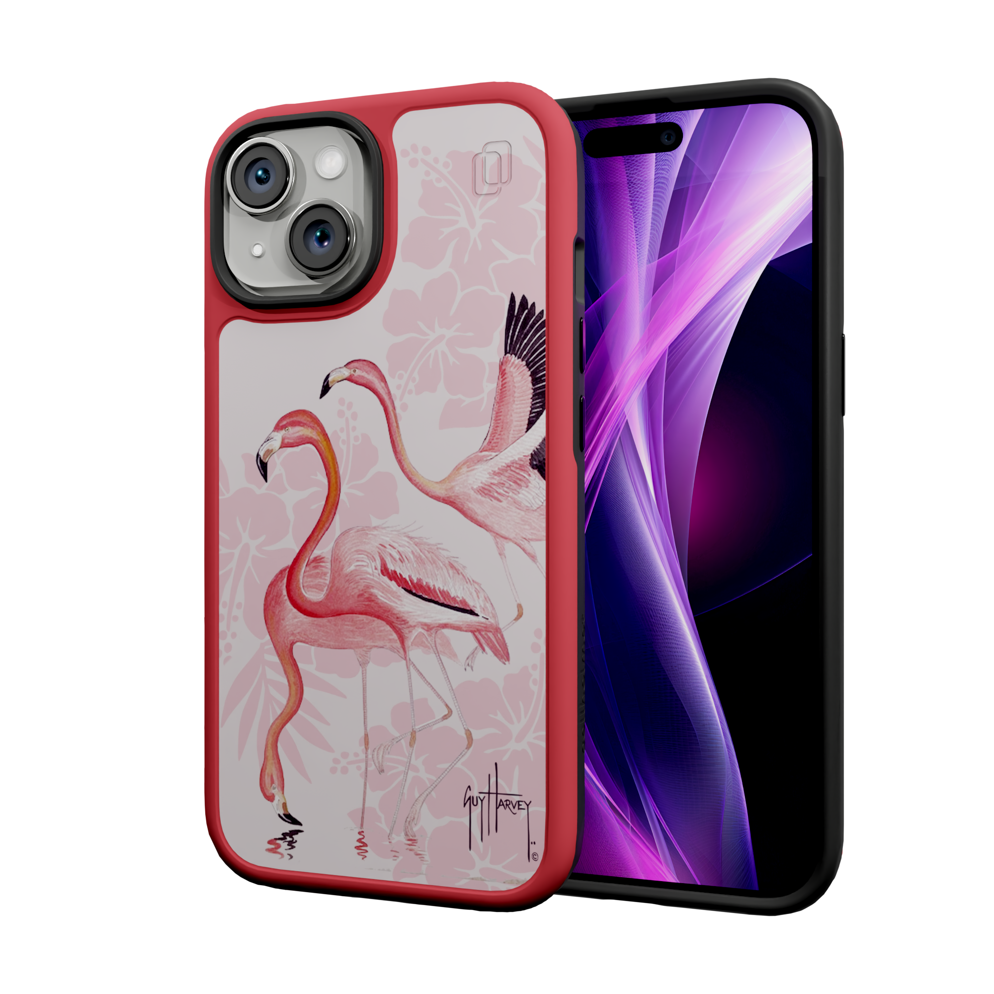 Guy Harvey Fortitude Series for Apple iPhone 15 - Flamingo Scarlet Red