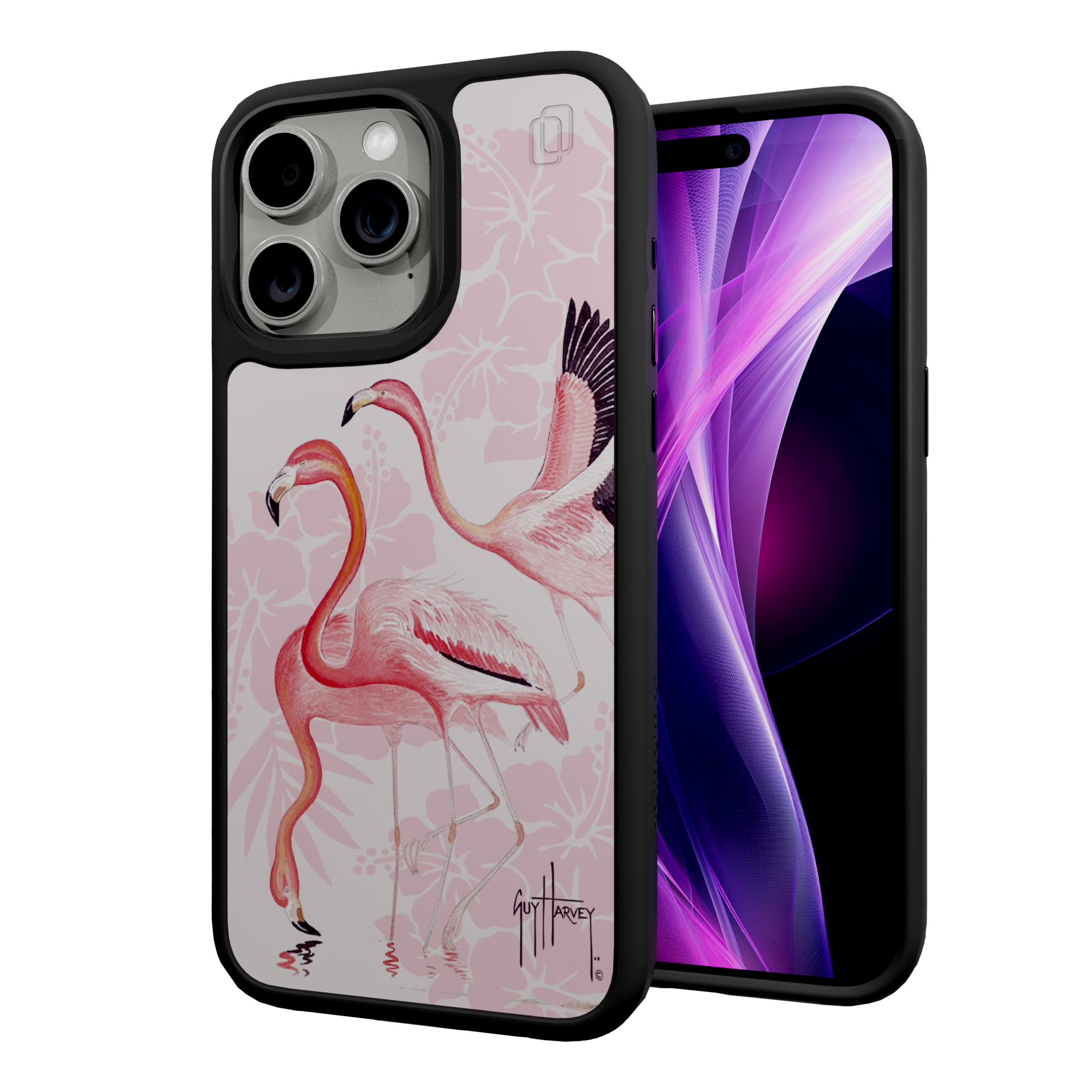 Guy Harvey Fortitude Series for Apple iPhone 15 Pro Max - Flamingo Onyx Black