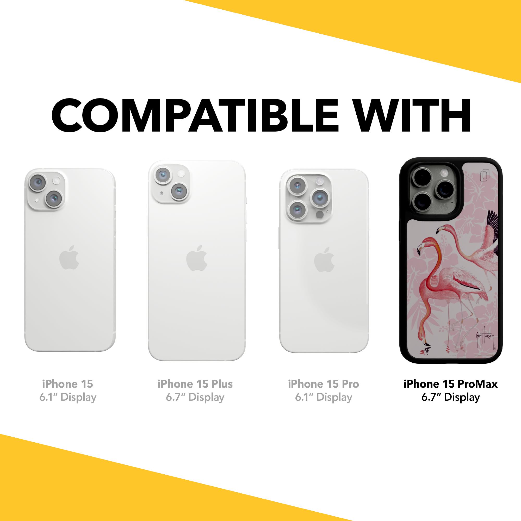 Guy Harvey Fortitude Series for Apple iPhone 15 Pro Max - Flamingo Onyx Black