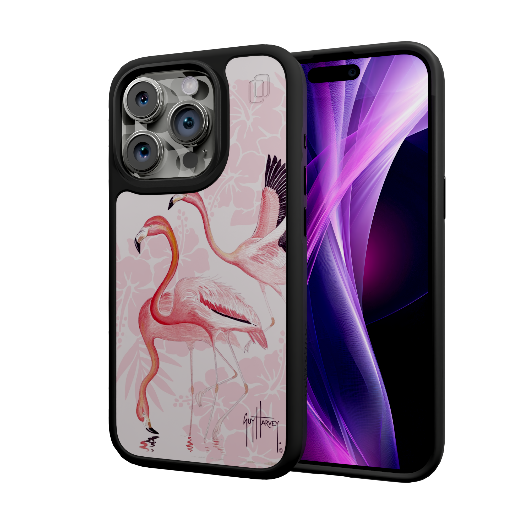 Guy Harvey Fortitude Series for Apple iPhone 15 Pro - Flamingo Onyx Black