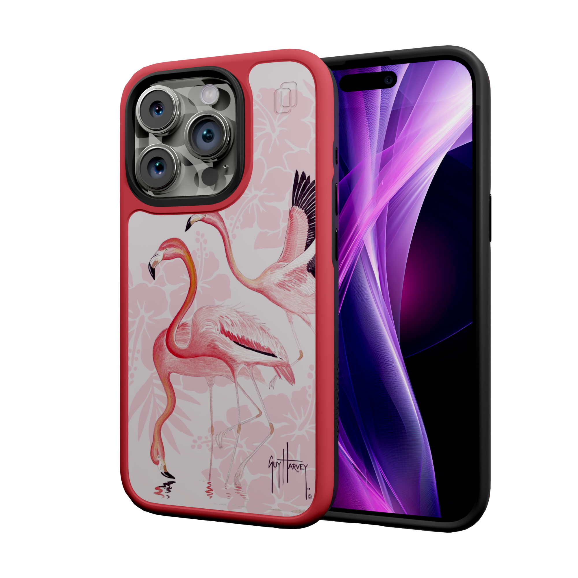 Guy Harvey Fortitude Series for Apple iPhone 15 Pro - Flamingo Scarlet Red