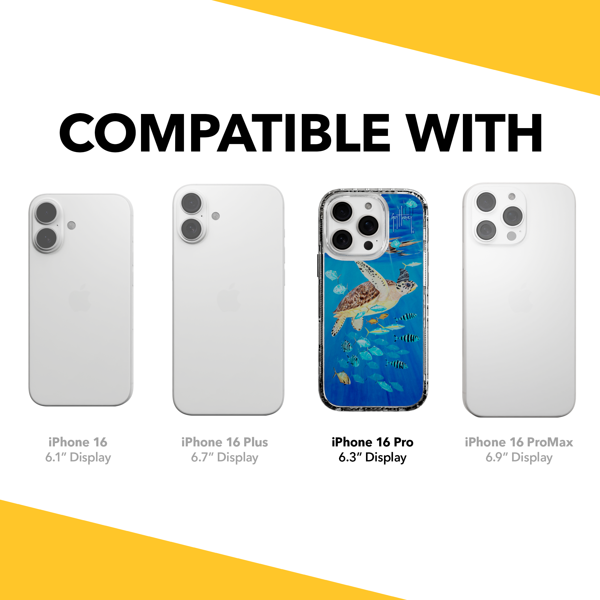 iPhone 16 Series | MagSafe ® | Guy Harvey Originals - Platas Hawksbill iPhone 16 Pro / Crystal Clear