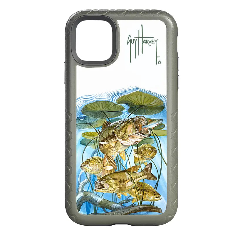 Guy Harvey Fortitude Series for Apple iPhone 11 - Five Largemouth Under Lilypads - Custom Case - OliveDrabGreen - cellhelmet