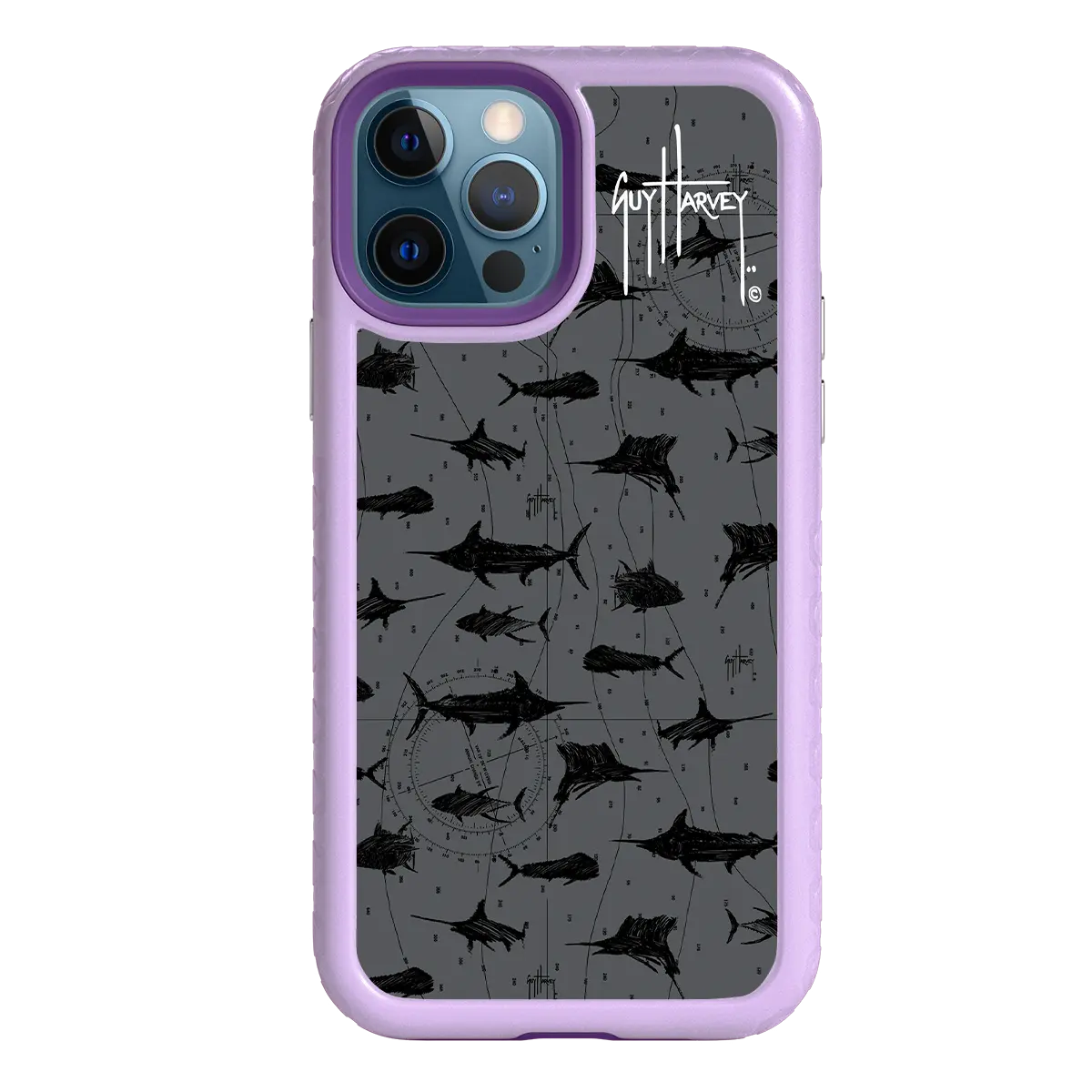 Guy Harvey Fortitude Series for Apple iPhone 12 / 12 Pro - Black Scribbler - Custom Case - LilacBlossom - cellhelmet