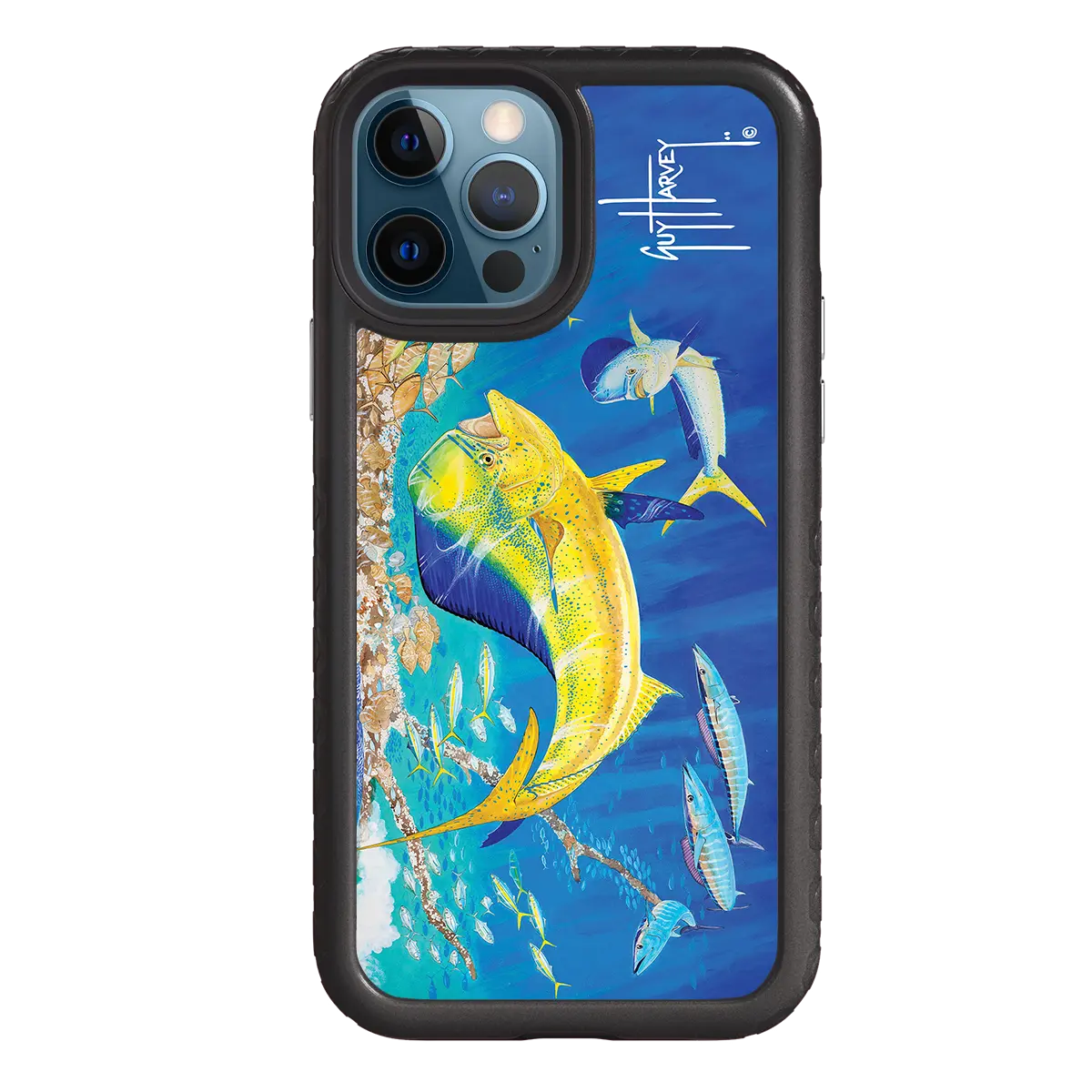 Guy Harvey Fortitude Series for Apple iPhone 12 / 12 Pro - Dolphin Oasis - Custom Case - OnyxBlack - cellhelmet