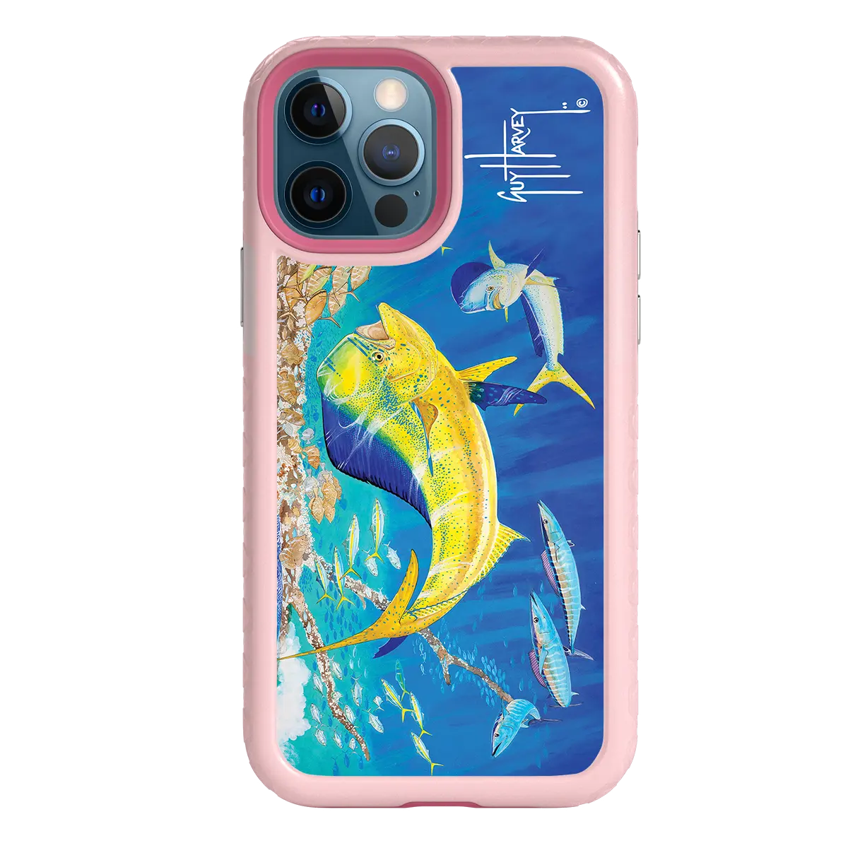 Guy Harvey Fortitude Series for Apple iPhone 12 / 12 Pro - Dolphin Oasis - Custom Case - PinkMagnolia - cellhelmet