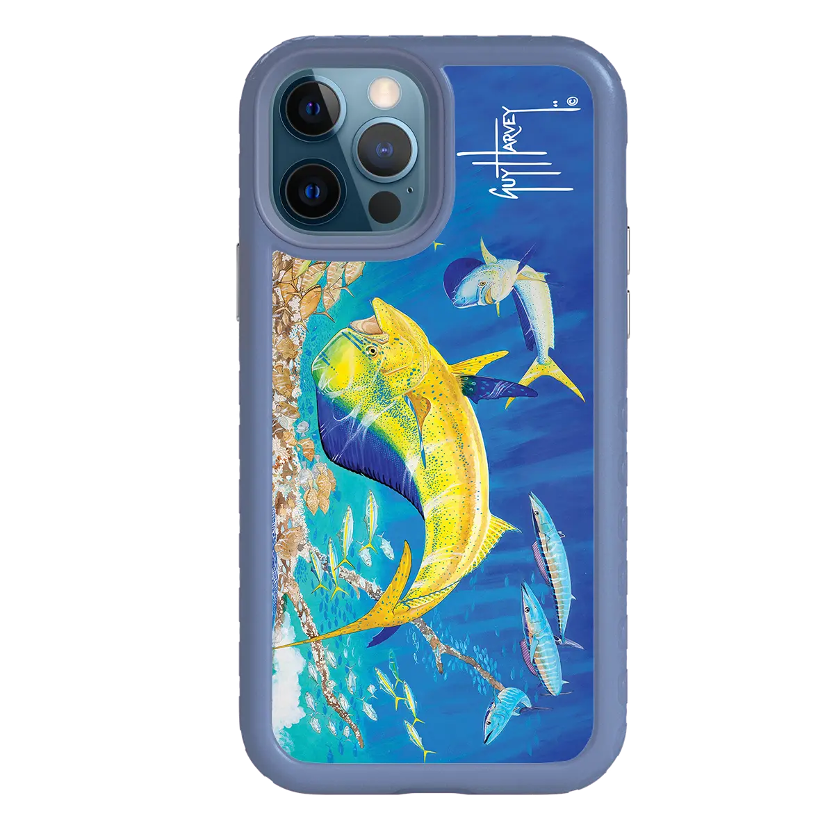 Guy Harvey Fortitude Series for Apple iPhone 12 / 12 Pro - Dolphin Oasis - Custom Case - SlateBlue - cellhelmet