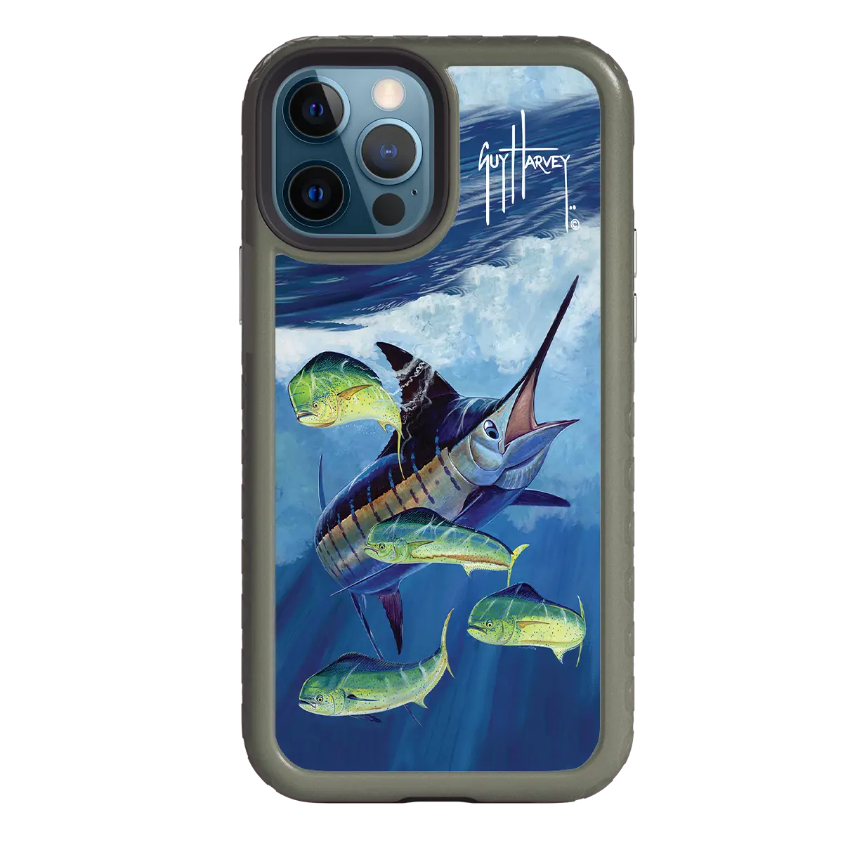 Guy Harvey Fortitude Series for Apple iPhone 12 / 12 Pro - Four Play - Custom Case - OliveDrabGreen - cellhelmet