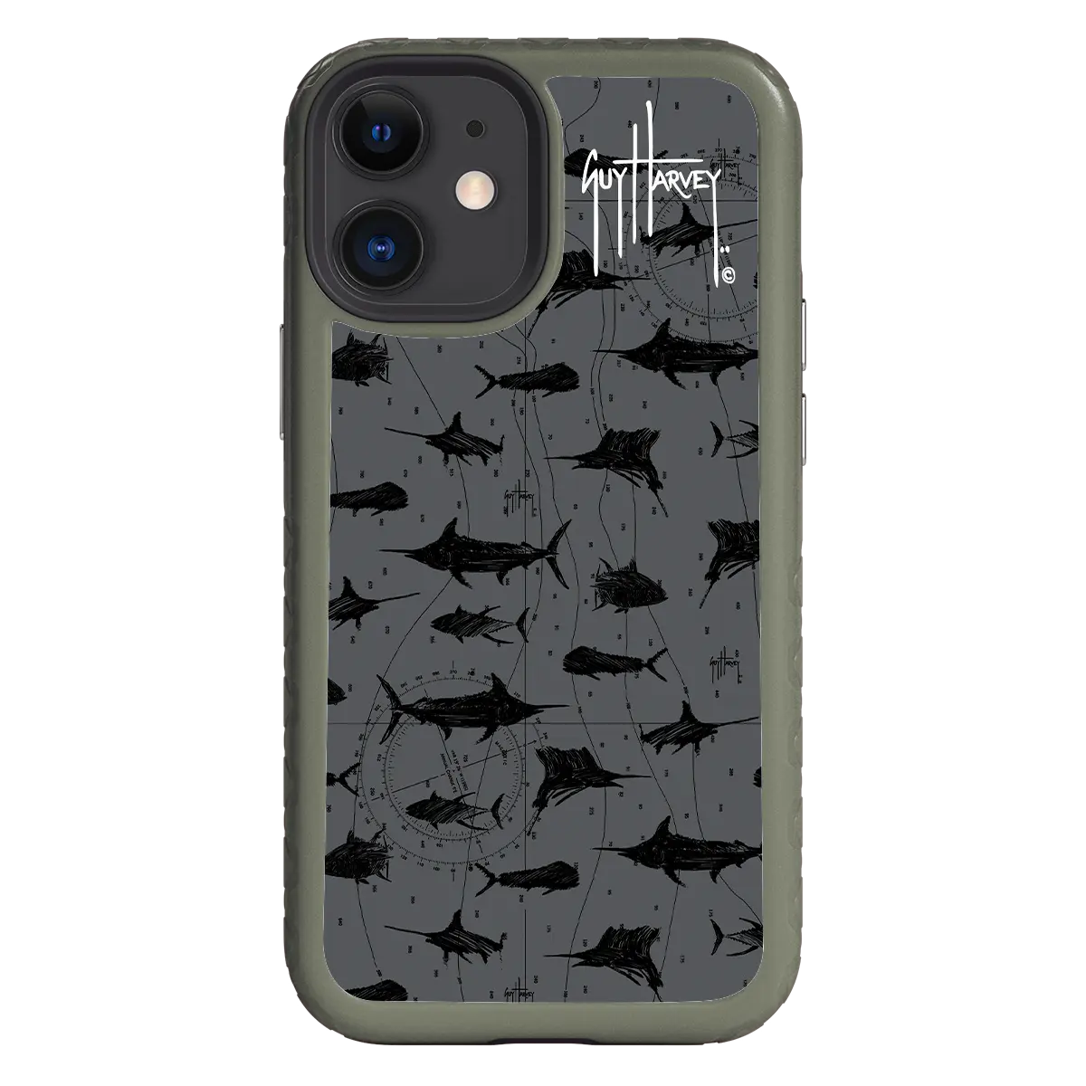 Guy Harvey Fortitude Series for Apple iPhone 12 Mini - Black Scribbler - Custom Case - OliveDrabGreen - cellhelmet