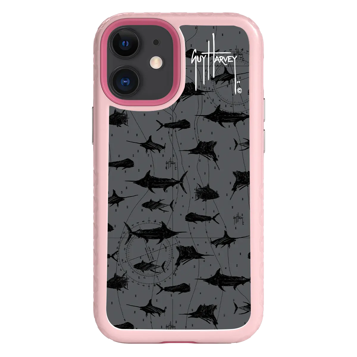 Guy Harvey Fortitude Series for Apple iPhone 12 Mini - Black Scribbler - Custom Case - PinkMagnolia - cellhelmet