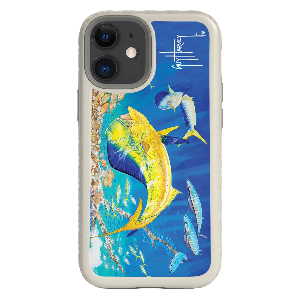Guy Harvey Fortitude Series for Apple iPhone 12 Mini - Dolphin Oasis - Custom Case - Gray - cellhelmet