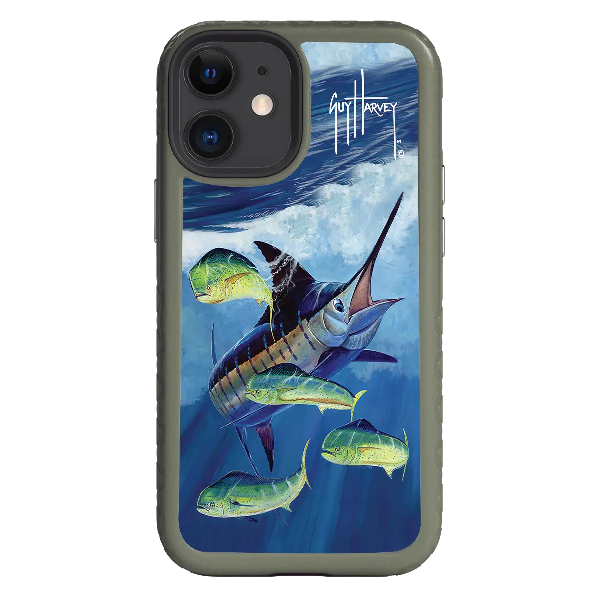 Guy Harvey Fortitude Series for Apple iPhone 12 Mini - Four Play - Custom Case - OliveDrabGreen - cellhelmet