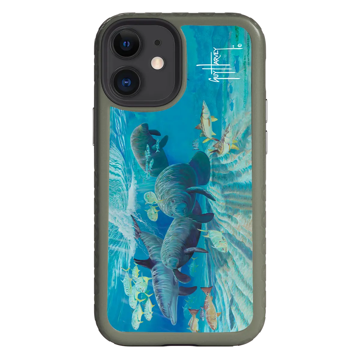 Guy Harvey Fortitude Series for Apple iPhone 12 Mini - Manatee Pass - Custom Case - OliveDrabGreen - cellhelmet