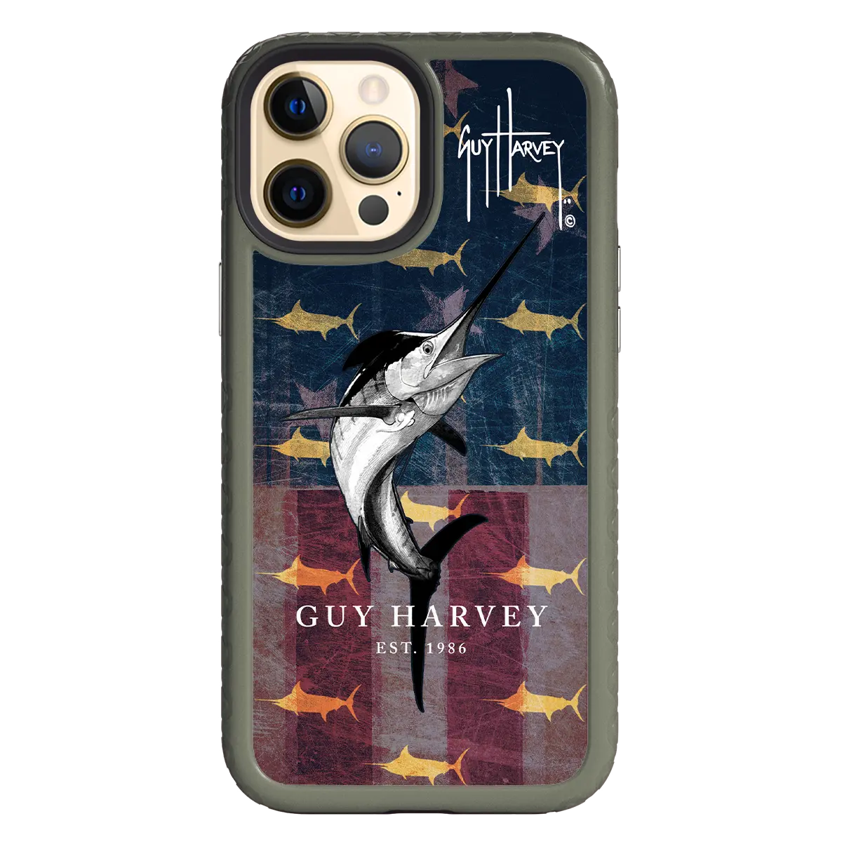 Guy Harvey Fortitude Series for Apple iPhone 12 Pro Max - American Marlin - Custom Case - OliveDrabGreen - cellhelmet