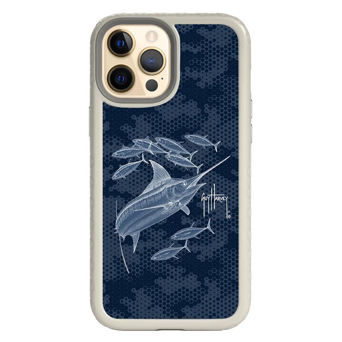 Guy Harvey Fortitude Series for Apple iPhone 12 Pro Max - Blue Camo - Custom Case - Gray - cellhelmet